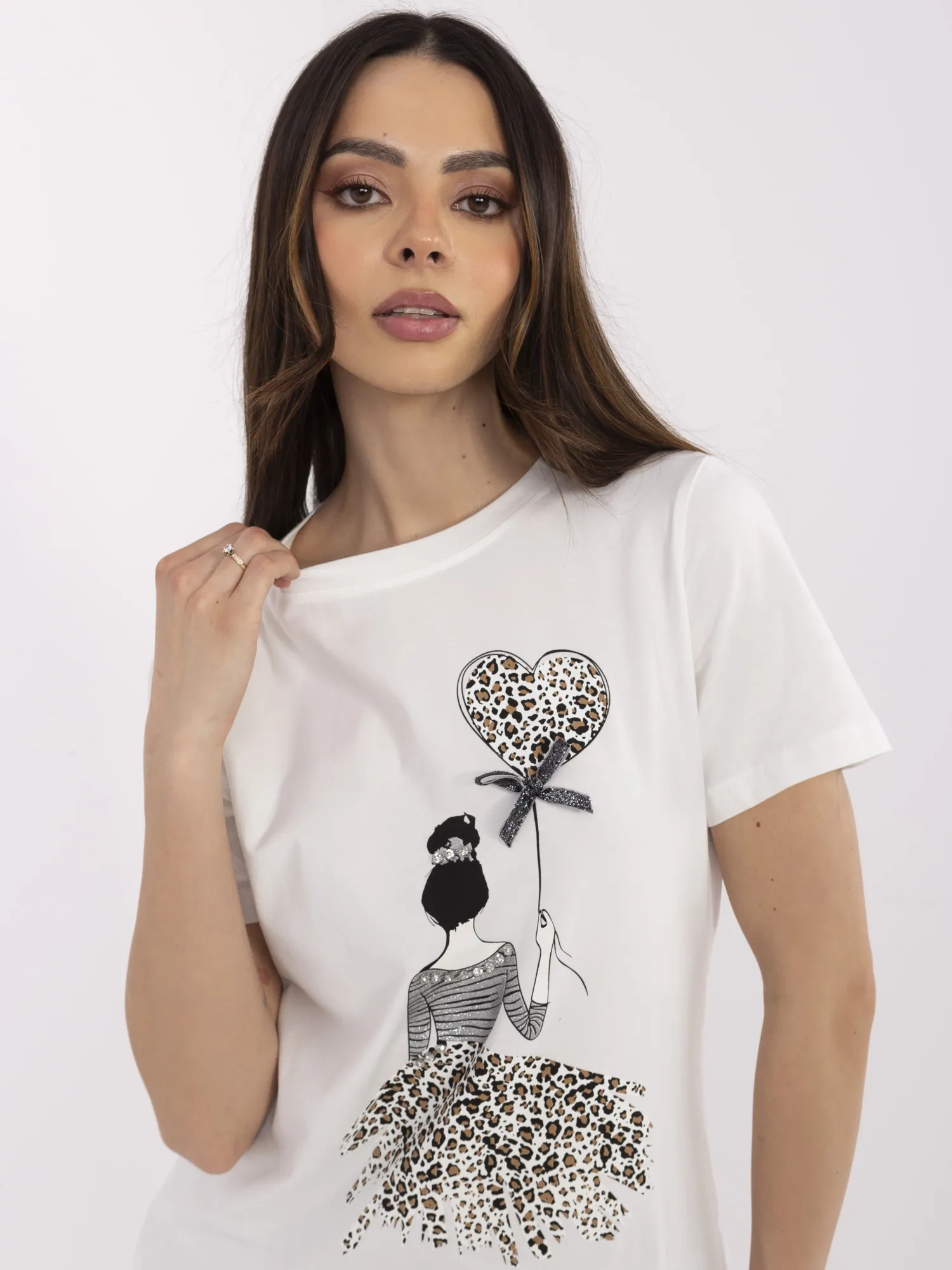 Bluza Dama Mini, Animal print, Calimera, Ecru Casual - imagine 3