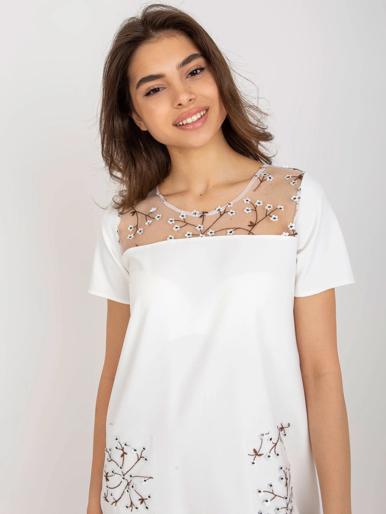 Rochie Dama Mini, Rochie dreapta, LAKERTA, Ecru de Sarbatori - imagine 5