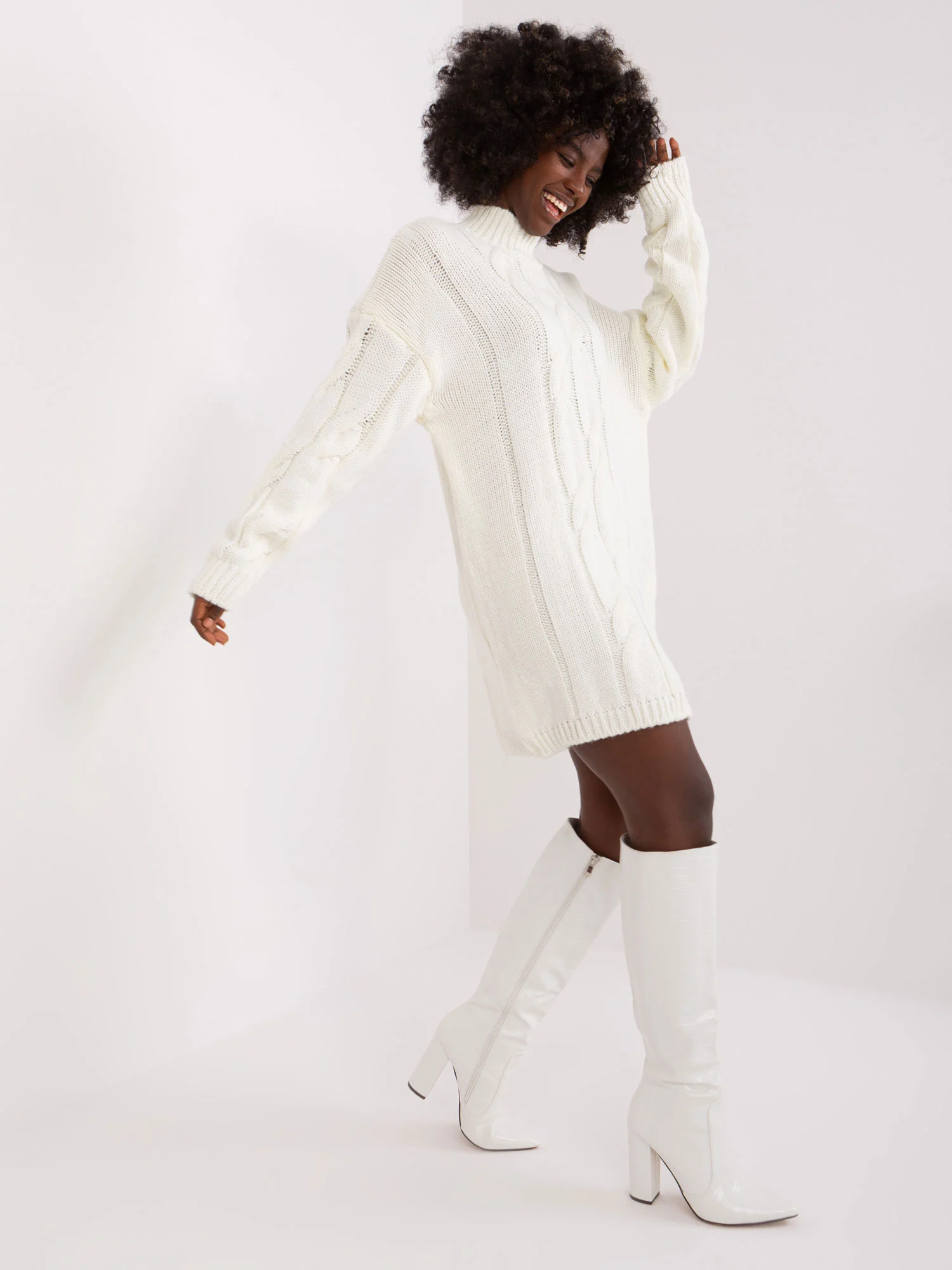 Rochie Dama Maneca lunga, Imprimat, RUE PARIS, Ecru Eleganta Office - Image 4