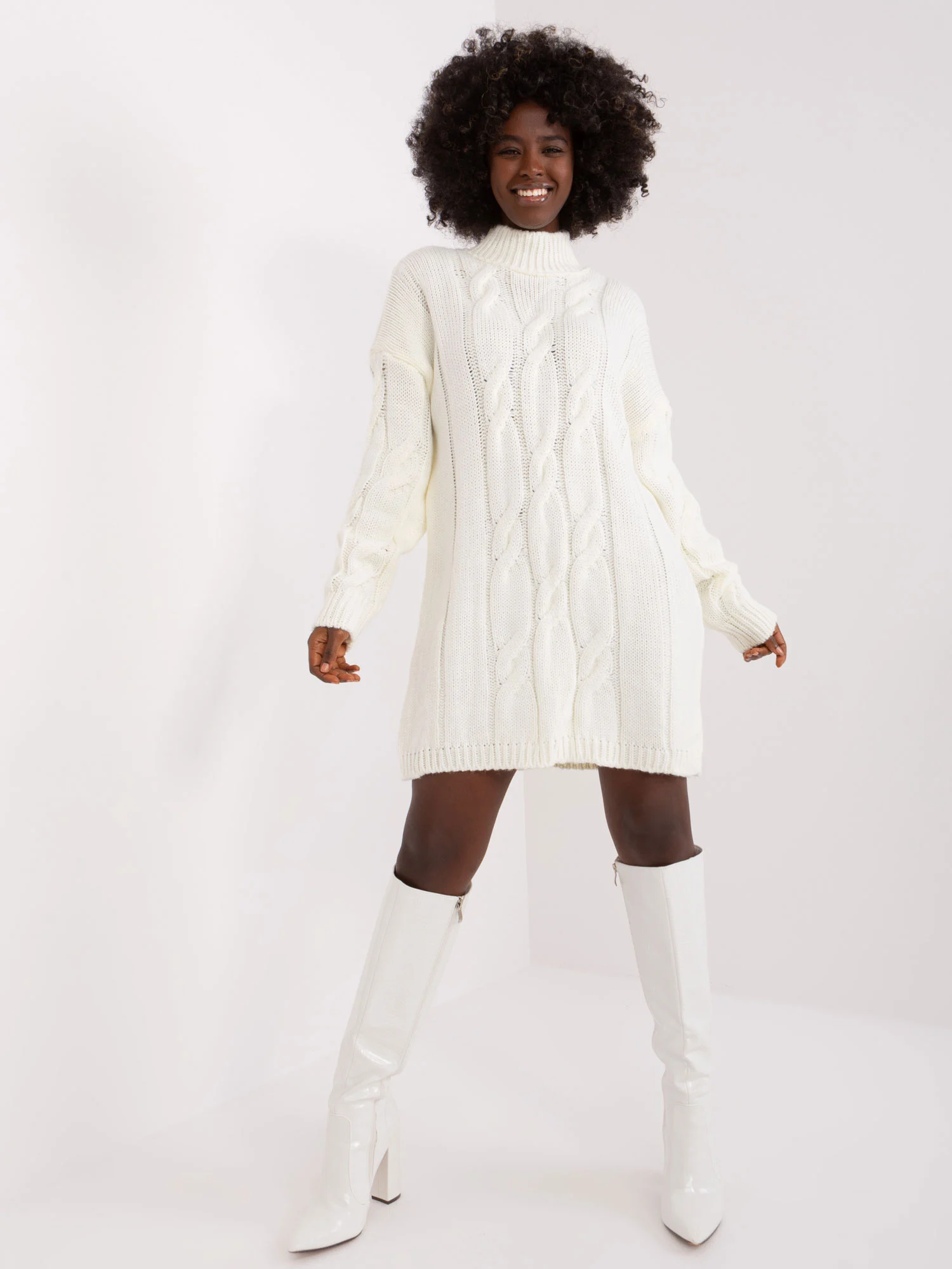 Rochie Dama Maneca lunga, Imprimat, RUE PARIS, Ecru Eleganta Office - Image 3