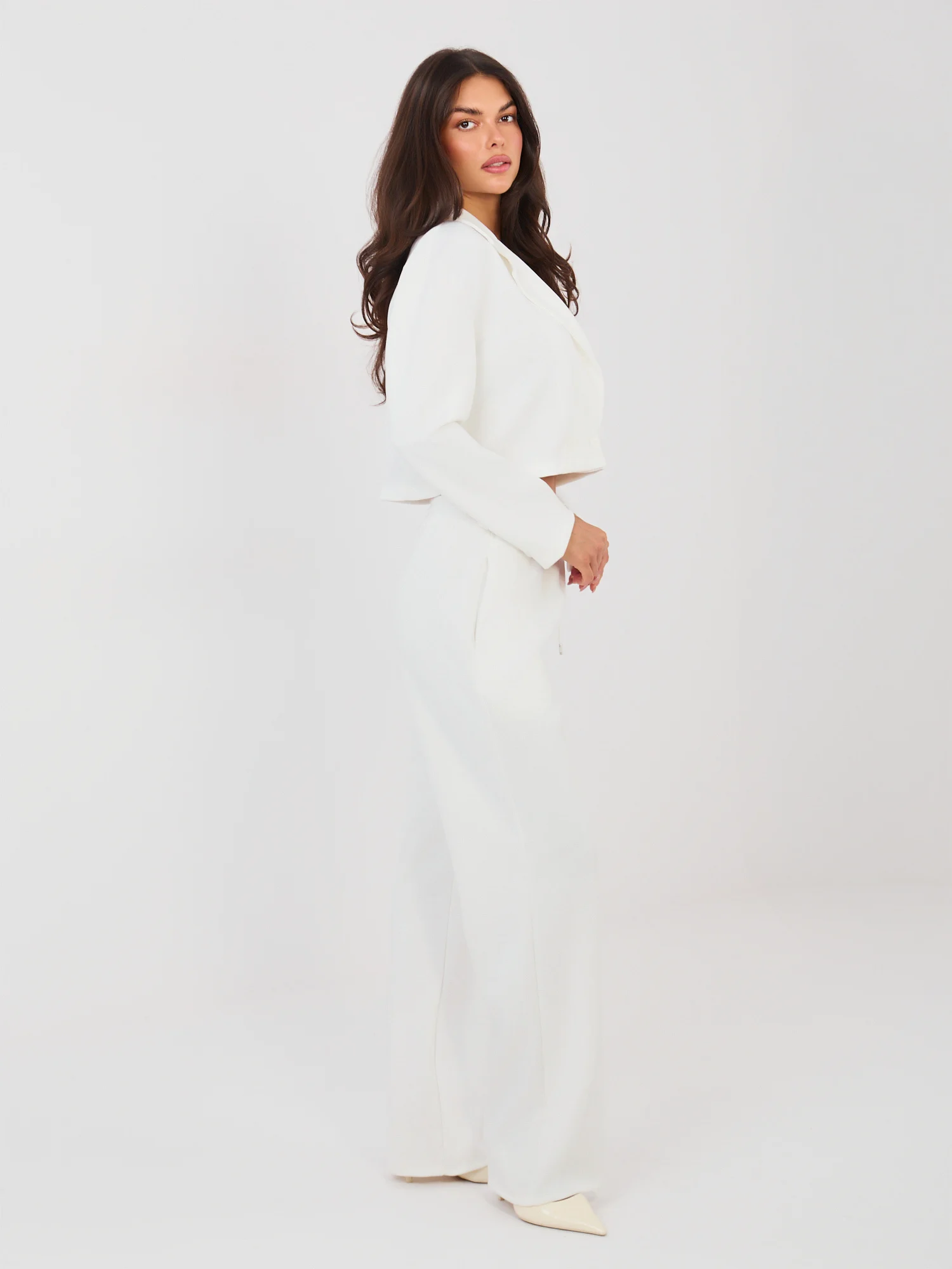 Compleu Dama Maneca lunga, Dreapta, RUE PARIS, Ecru Eleganta Office - imagine 5