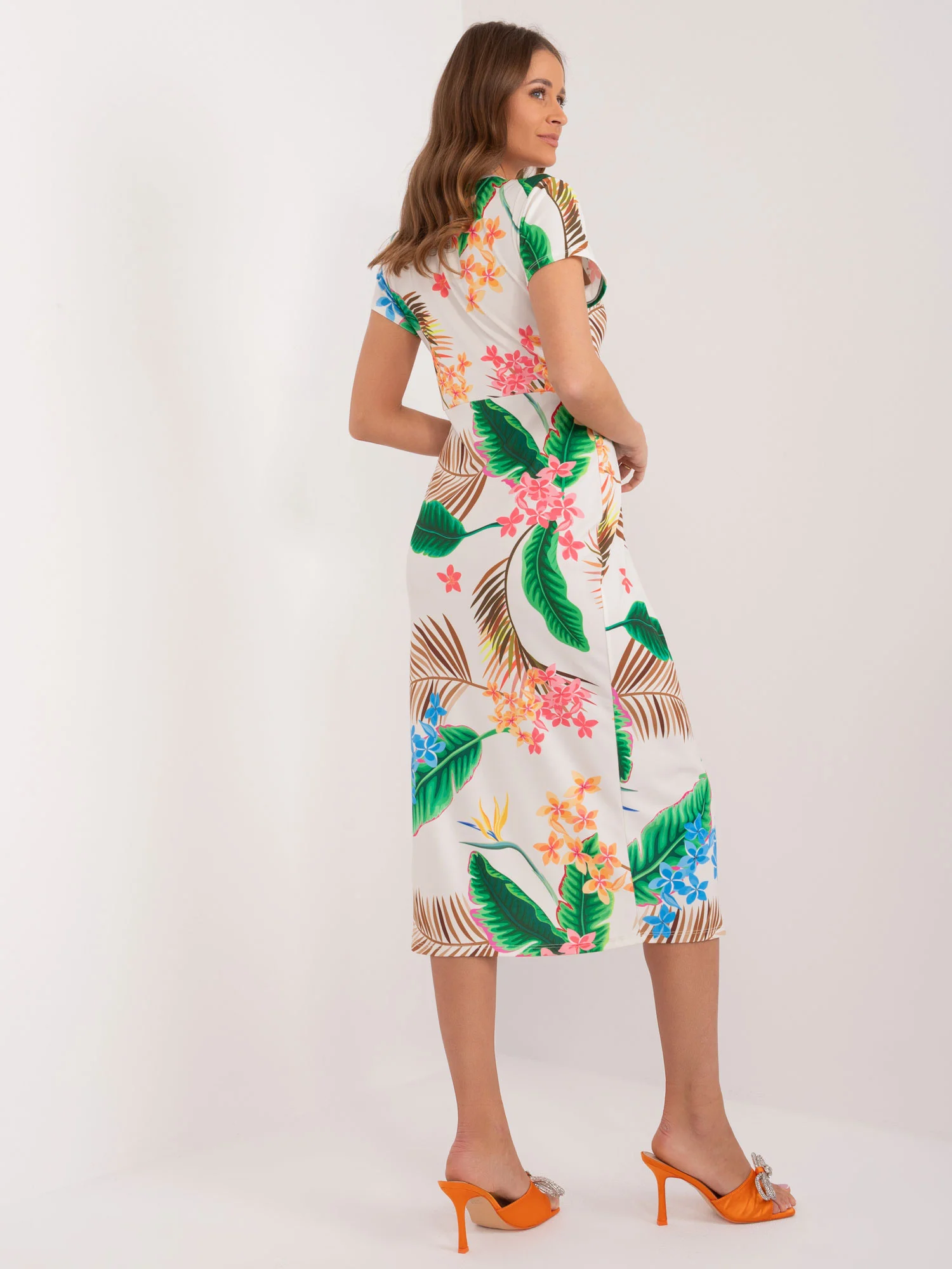 Rochie Dama Midi, Rochie creion, ITALY MODA, Ecru - Image 4