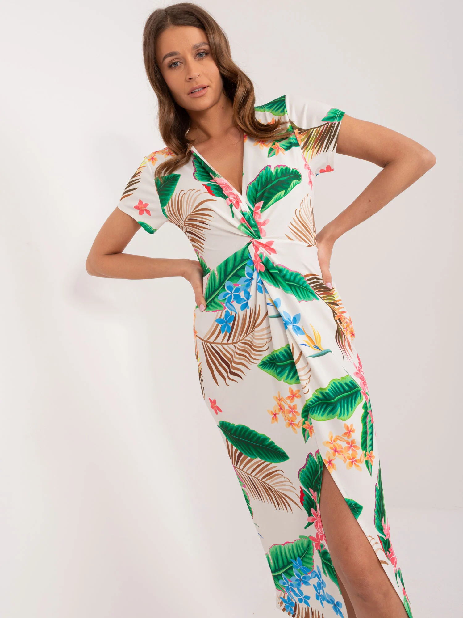 Rochie Dama Midi, Rochie creion, ITALY MODA, Ecru - Image 5