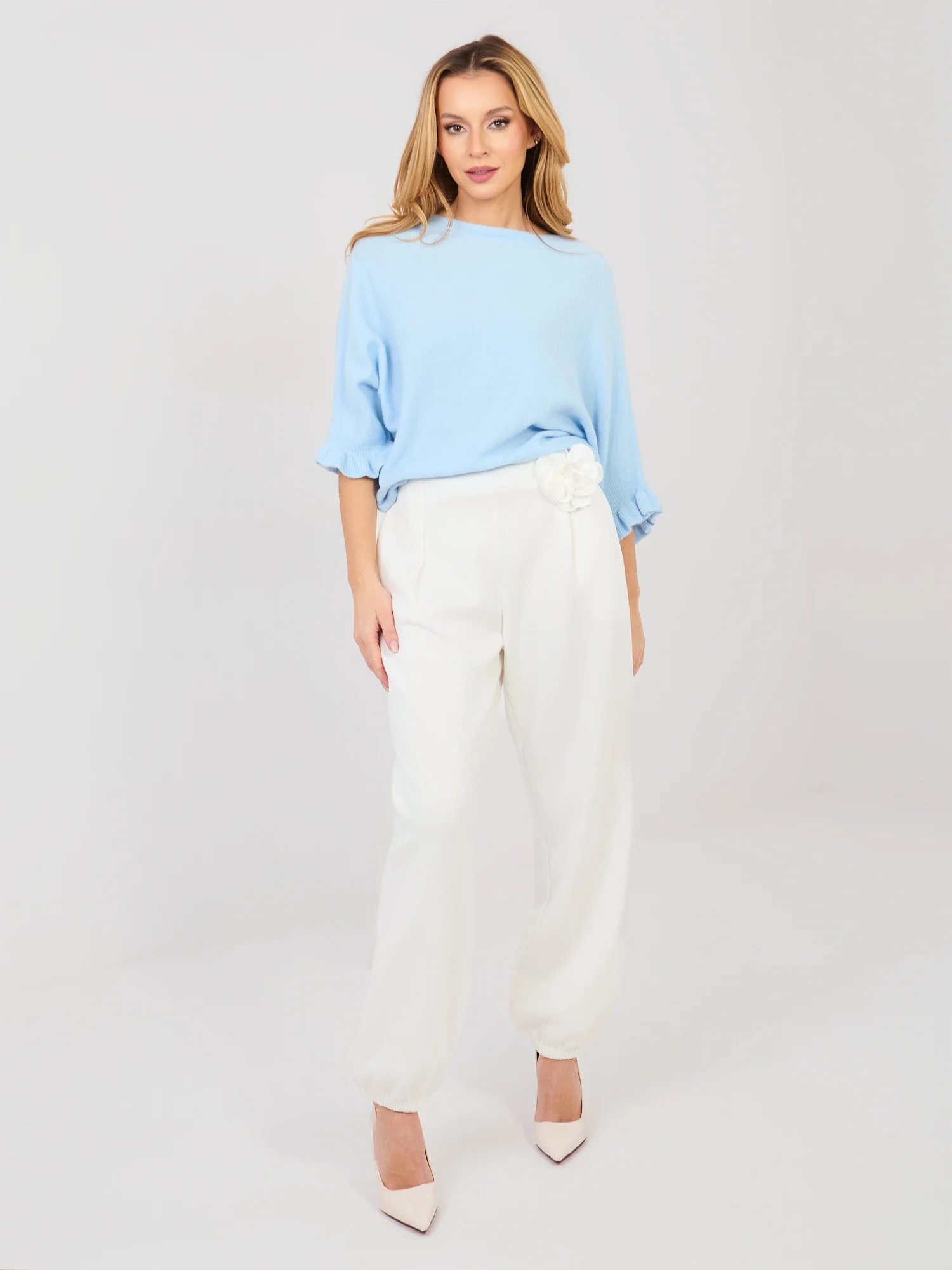Pantaloni Dama Lunga, Elegant, ITALY MODA, Ecru Eleganta - Image 2