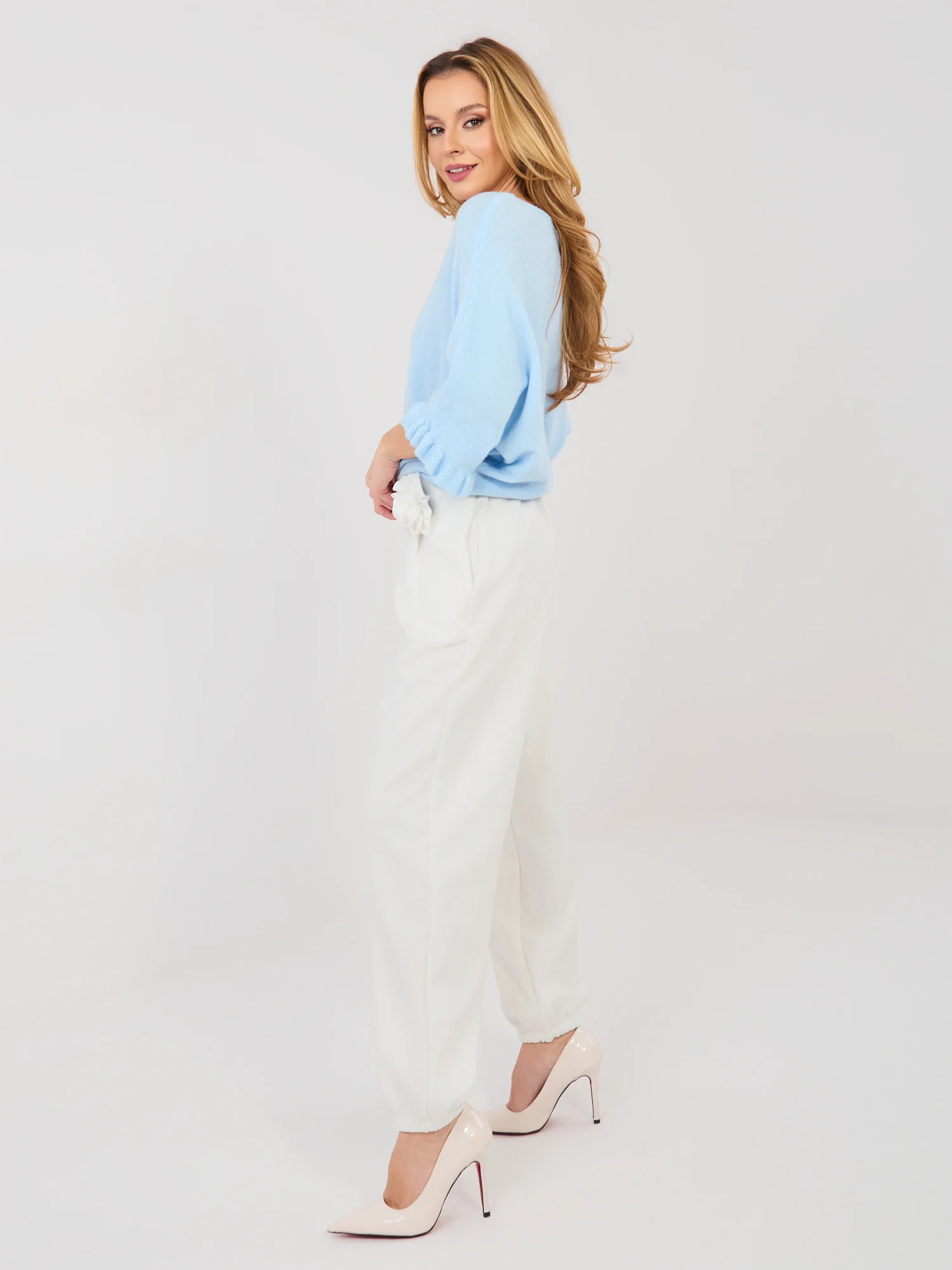 Pantaloni Dama Lunga, Elegant, ITALY MODA, Ecru Eleganta - Image 6