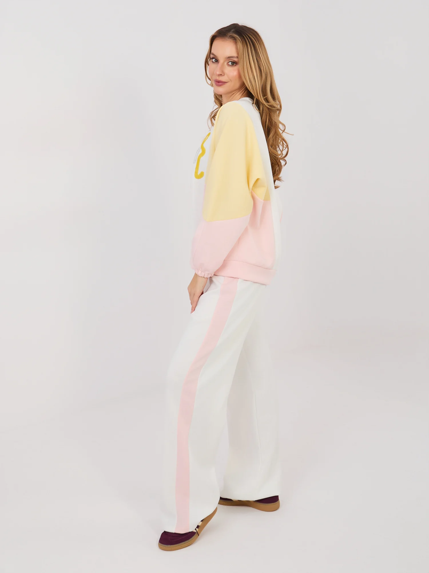 Compleu Dama Maneca lunga, Paiete, RUE PARIS, Ecru Casual - imagine 7