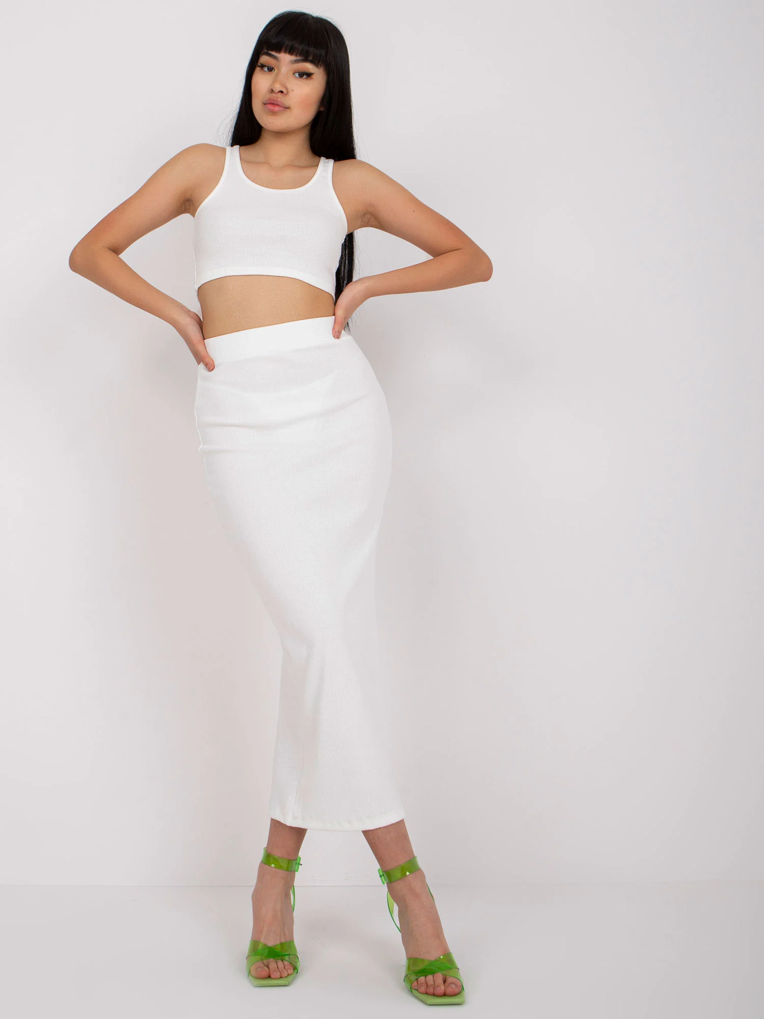 Compleu Dama Midi, Dungi, RUE PARIS, Ecru Casual - imagine 6