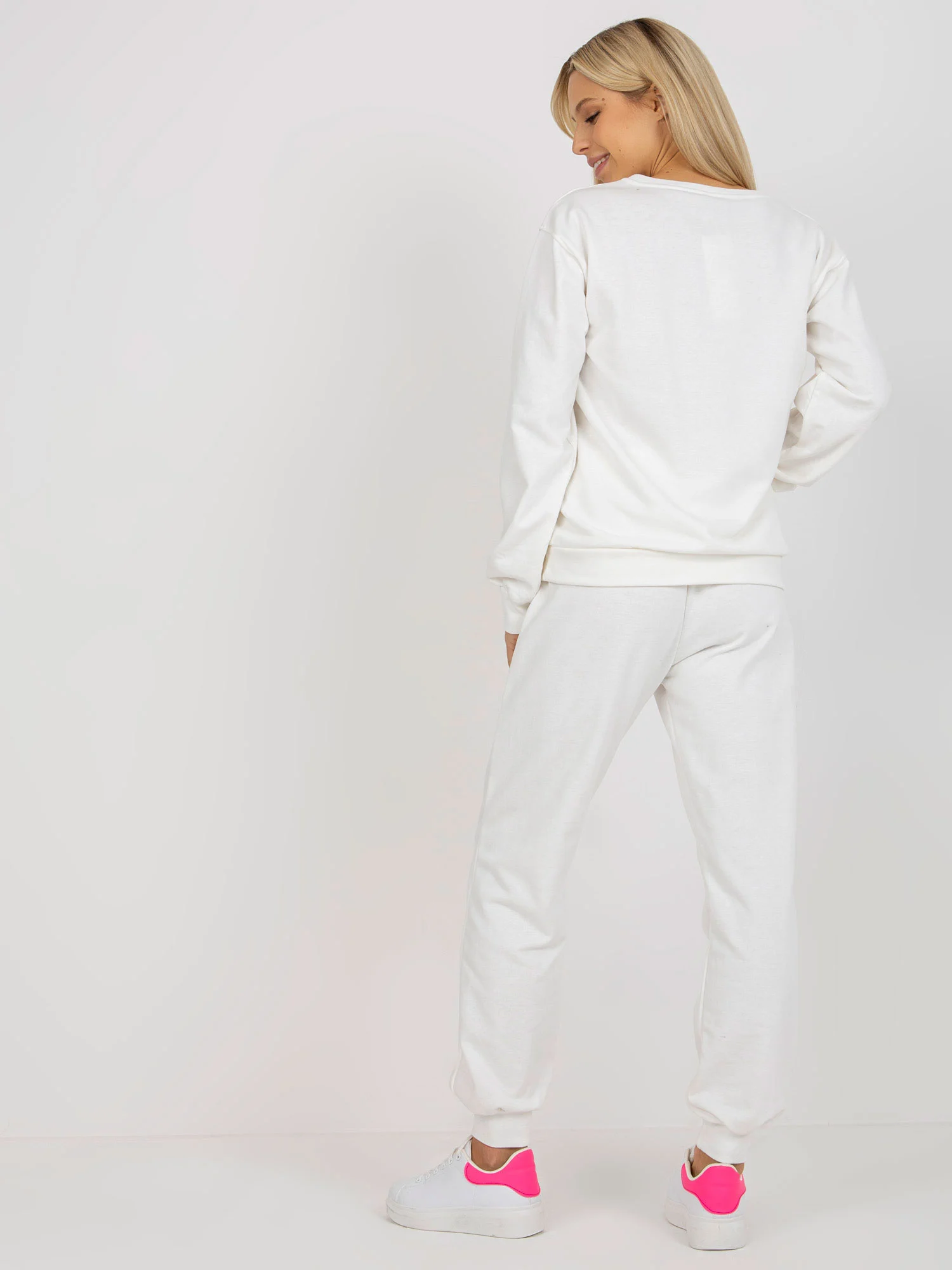 Compleu Dama Maneca lunga, Mansete elastice, ex moda, Ecru Casual - imagine 2