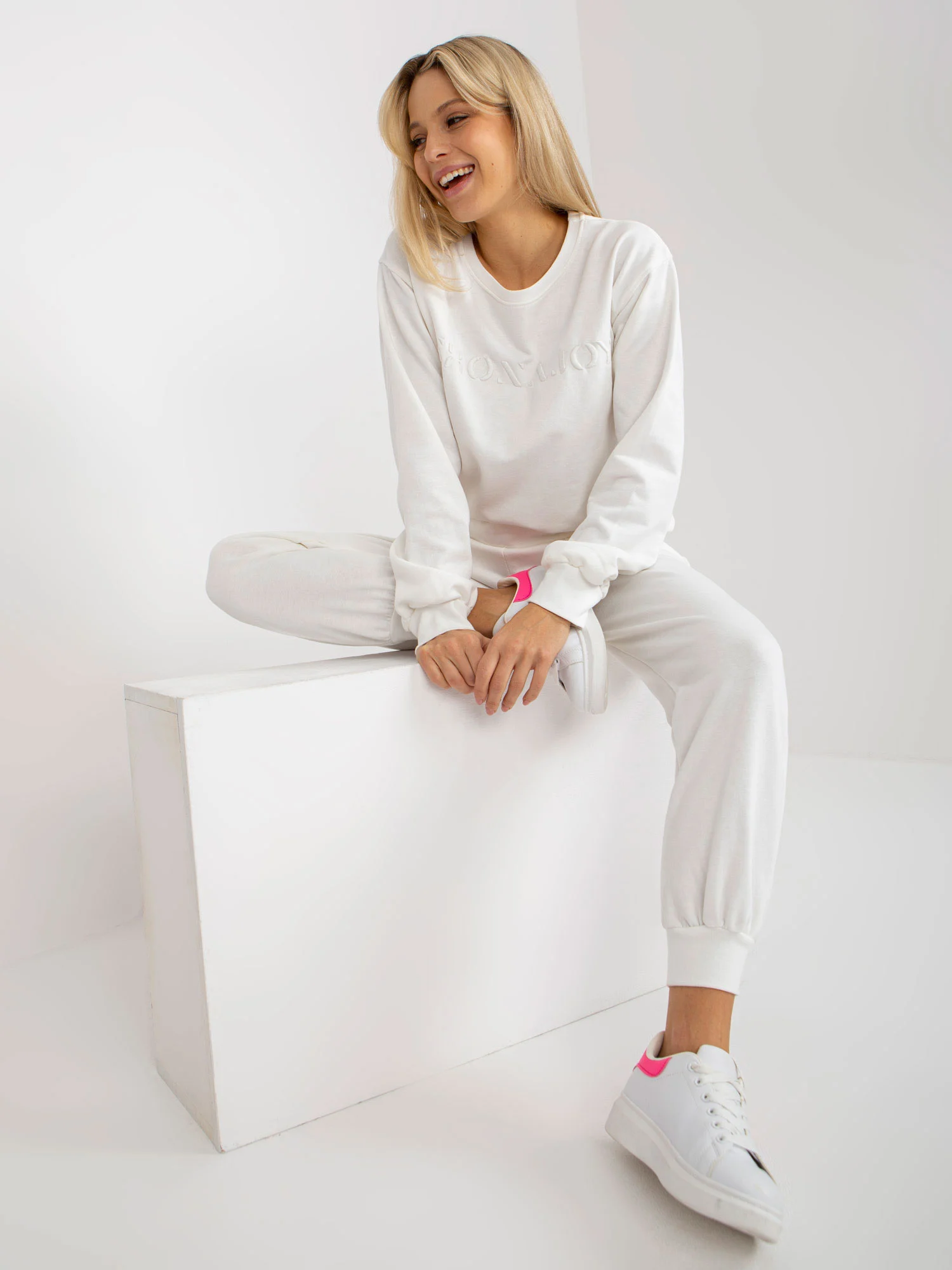Compleu Dama Maneca lunga, Mansete elastice, ex moda, Ecru Casual - imagine 3