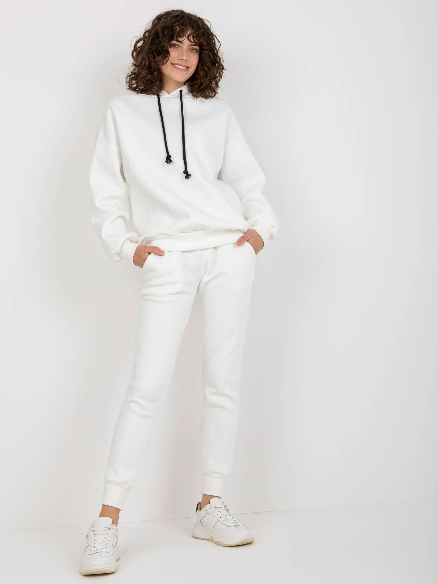 Compleu Dama Maneca lunga, Mansete elastice, ex moda, Ecru Casual - imagine 2