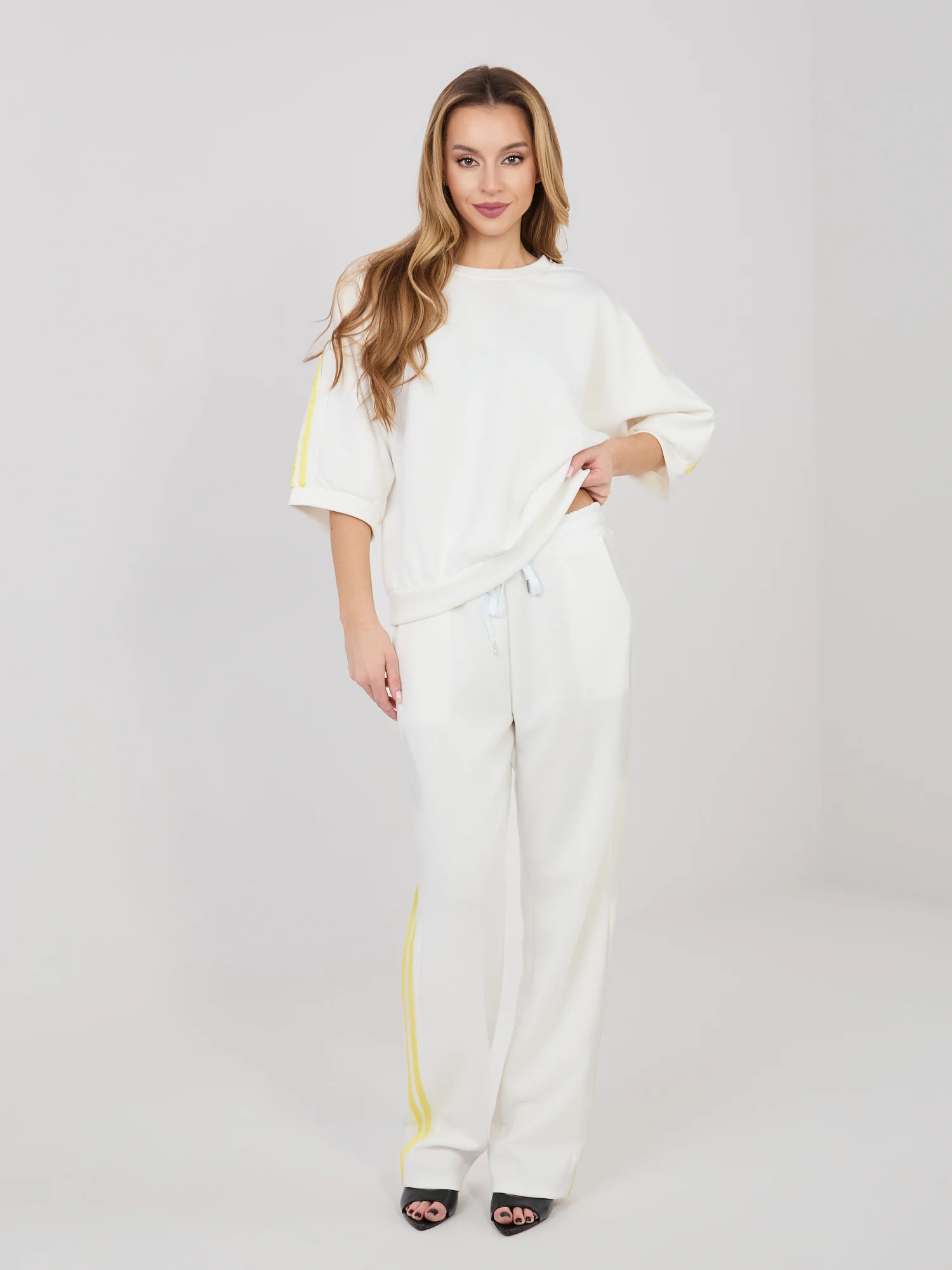 Compleu Dama Lunga, Dreapta, RUE PARIS, Ecru Casual - imagine 3