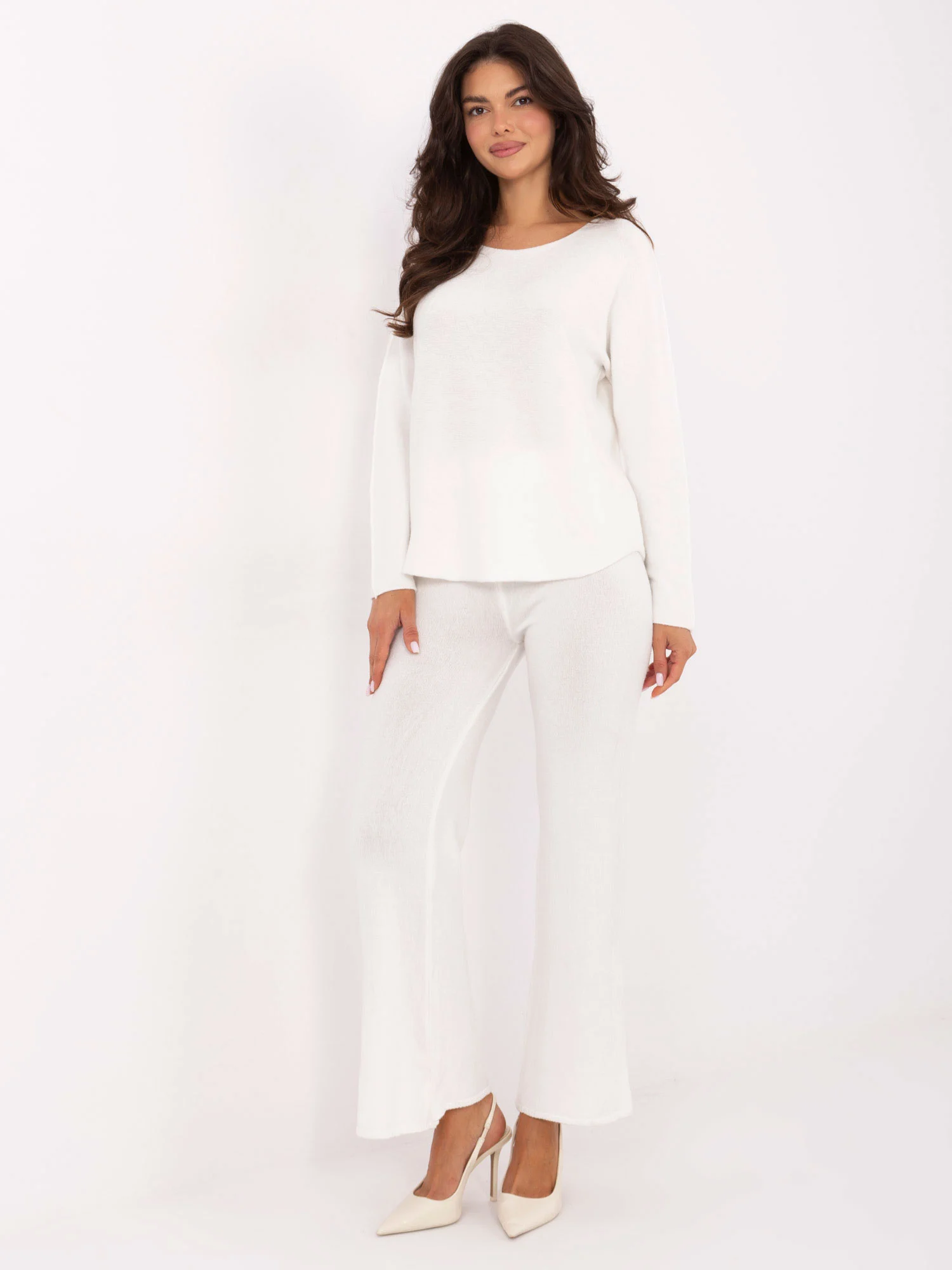 Compleu Dama Maneca lunga, Larga, ITALY MODA, Ecru Casual - imagine 2