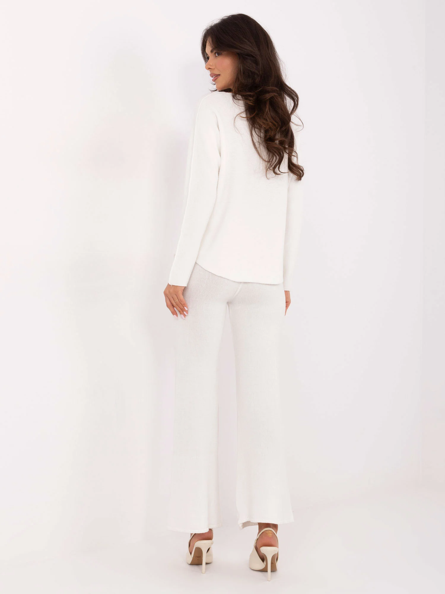 Compleu Dama Maneca lunga, Larga, ITALY MODA, Ecru Casual - imagine 5