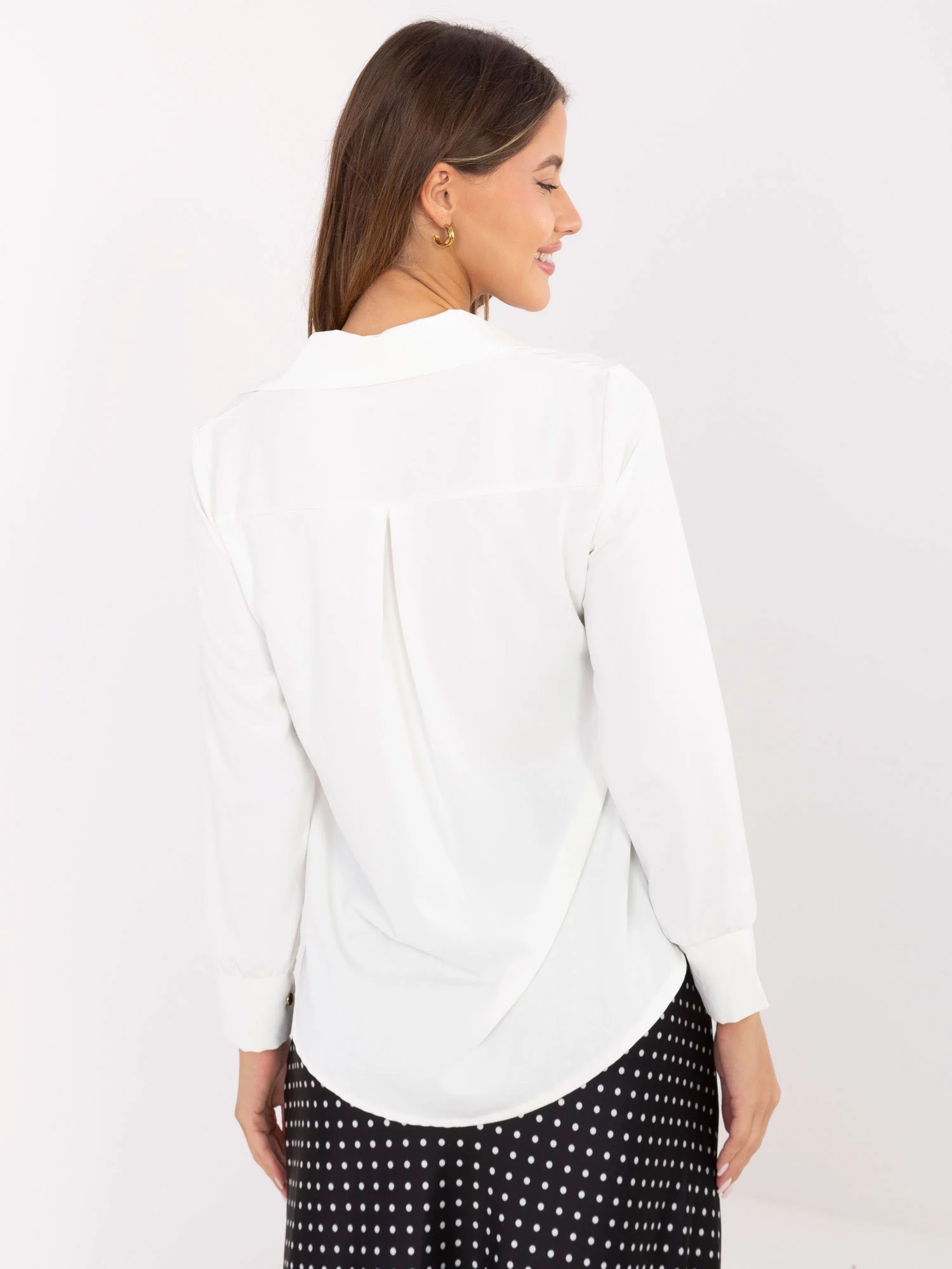 Camasa Dama Elegant, Guler inalt, ITALY MODA, Ecru Eleganta Office - imagine 4