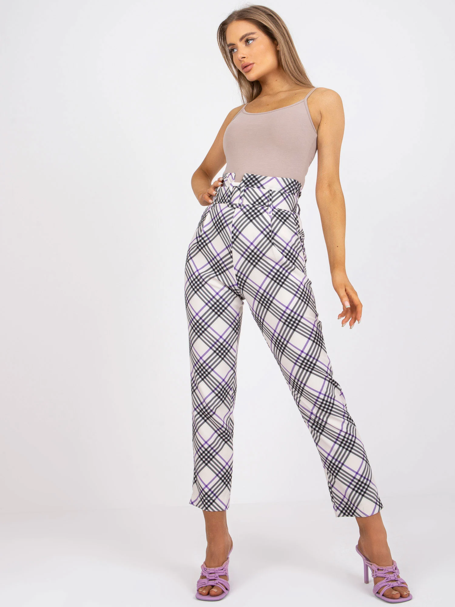 Pantaloni Dama Carouri, Elegant, ITALY MODA, Ecru Eleganta Office - imagine 2