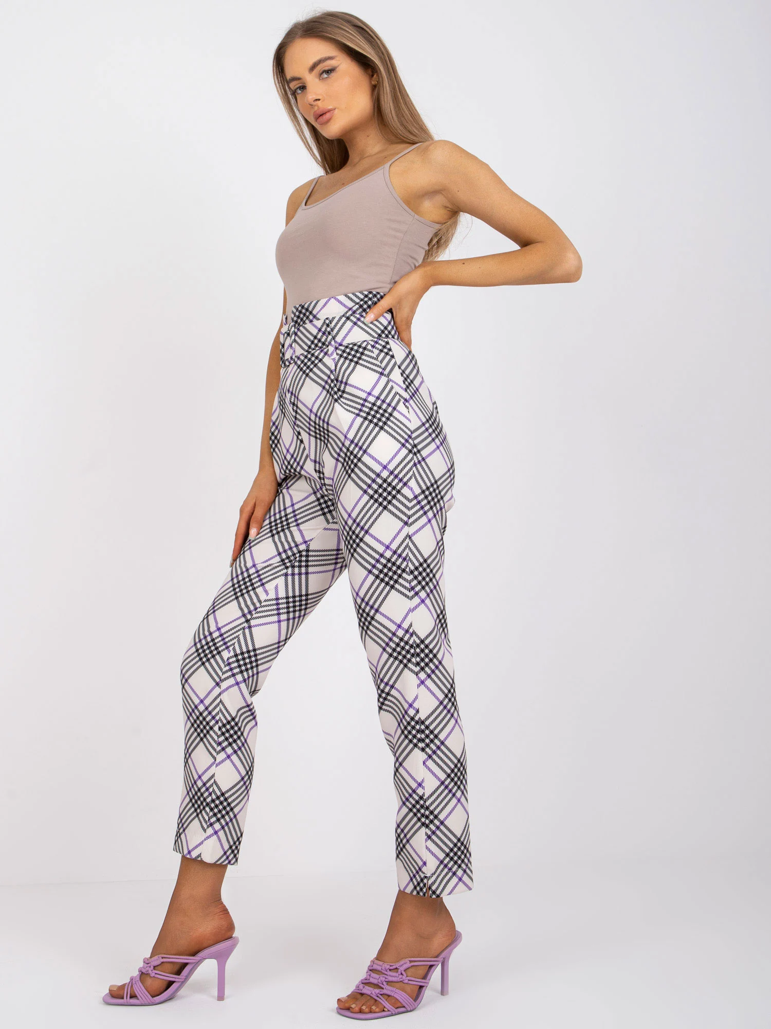 Pantaloni Dama Carouri, Elegant, ITALY MODA, Ecru Eleganta Office - imagine 3