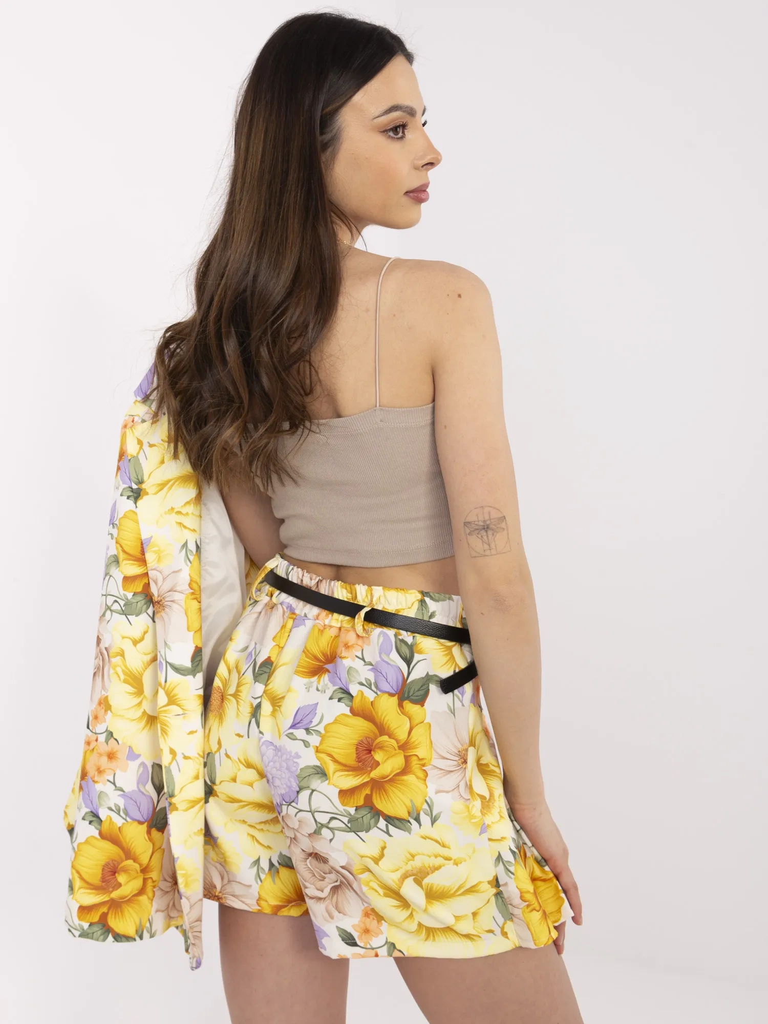 Compleu Dama Mini, Floral, ITALY MODA, Galben de Petrecere - imagine 8