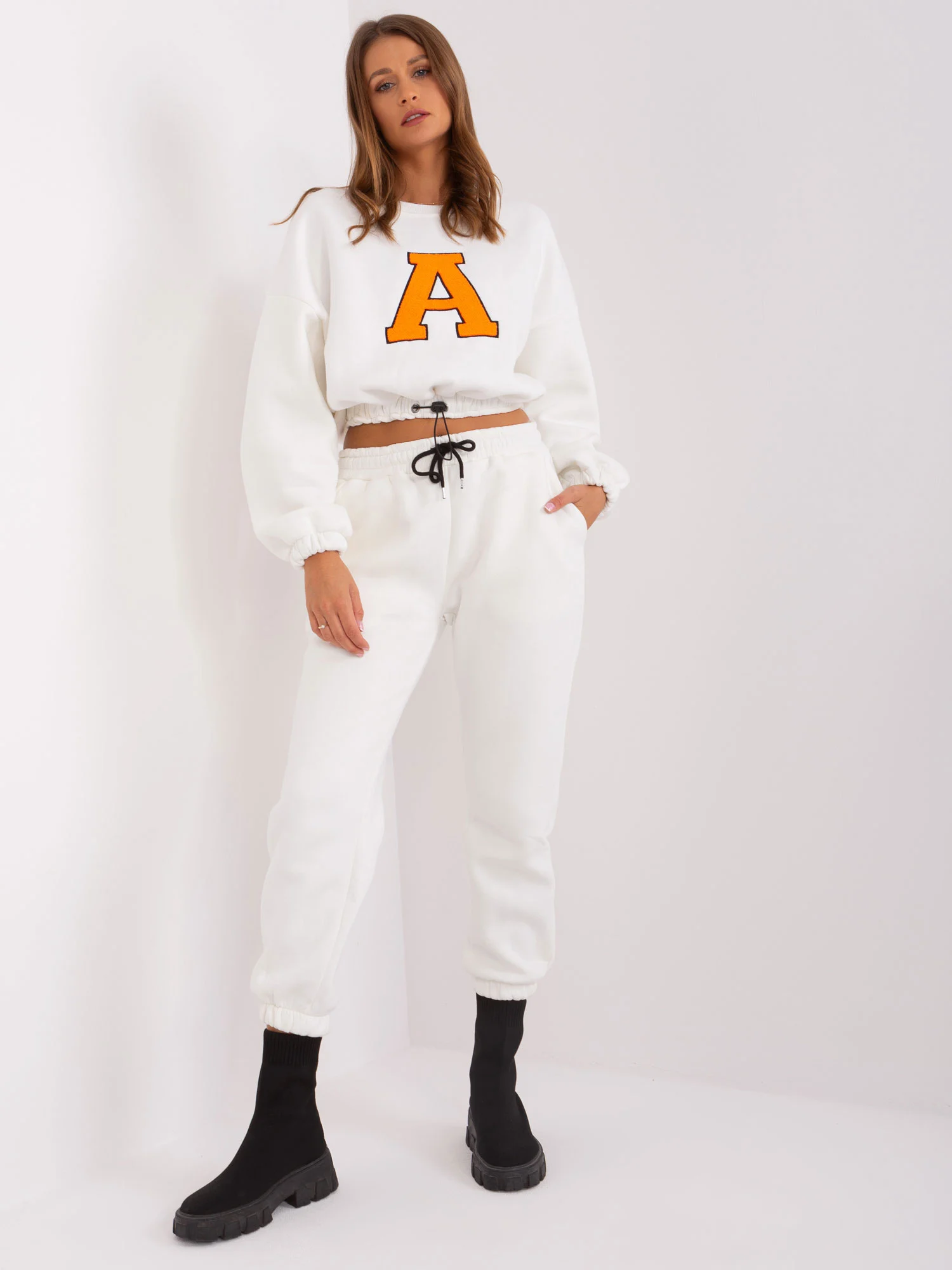 Compleu Dama Maneca lunga, Sport, My Red Lips, Ecru Casual - imagine 5