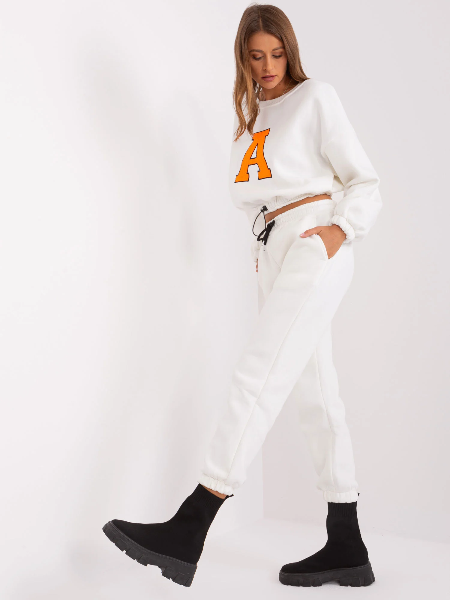 Compleu Dama Maneca lunga, Sport, My Red Lips, Ecru Casual - imagine 4