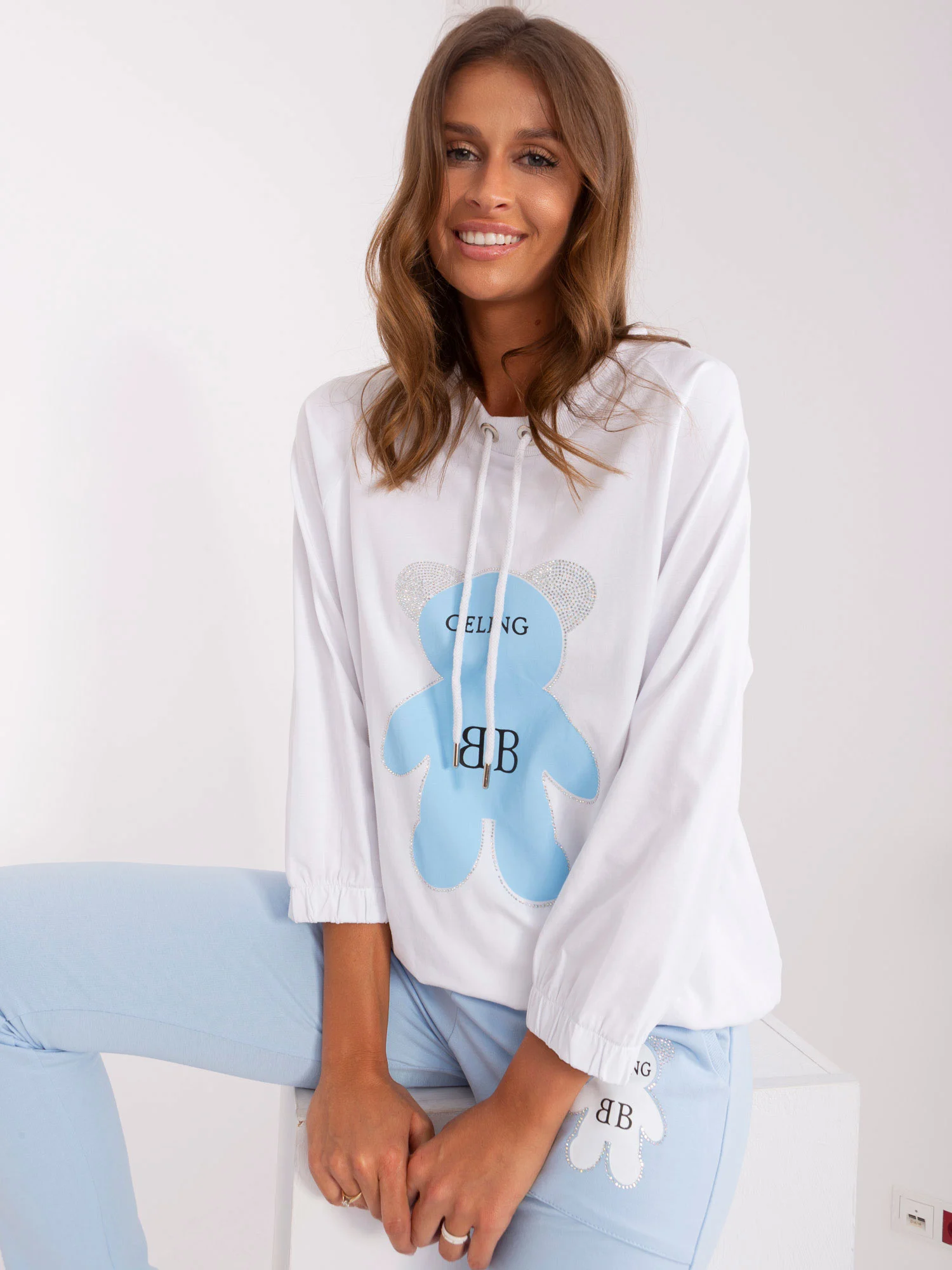 Compleu Dama Maneca lunga, Mansete elastice, RELEVANCE, Albastru Casual - imagine 6