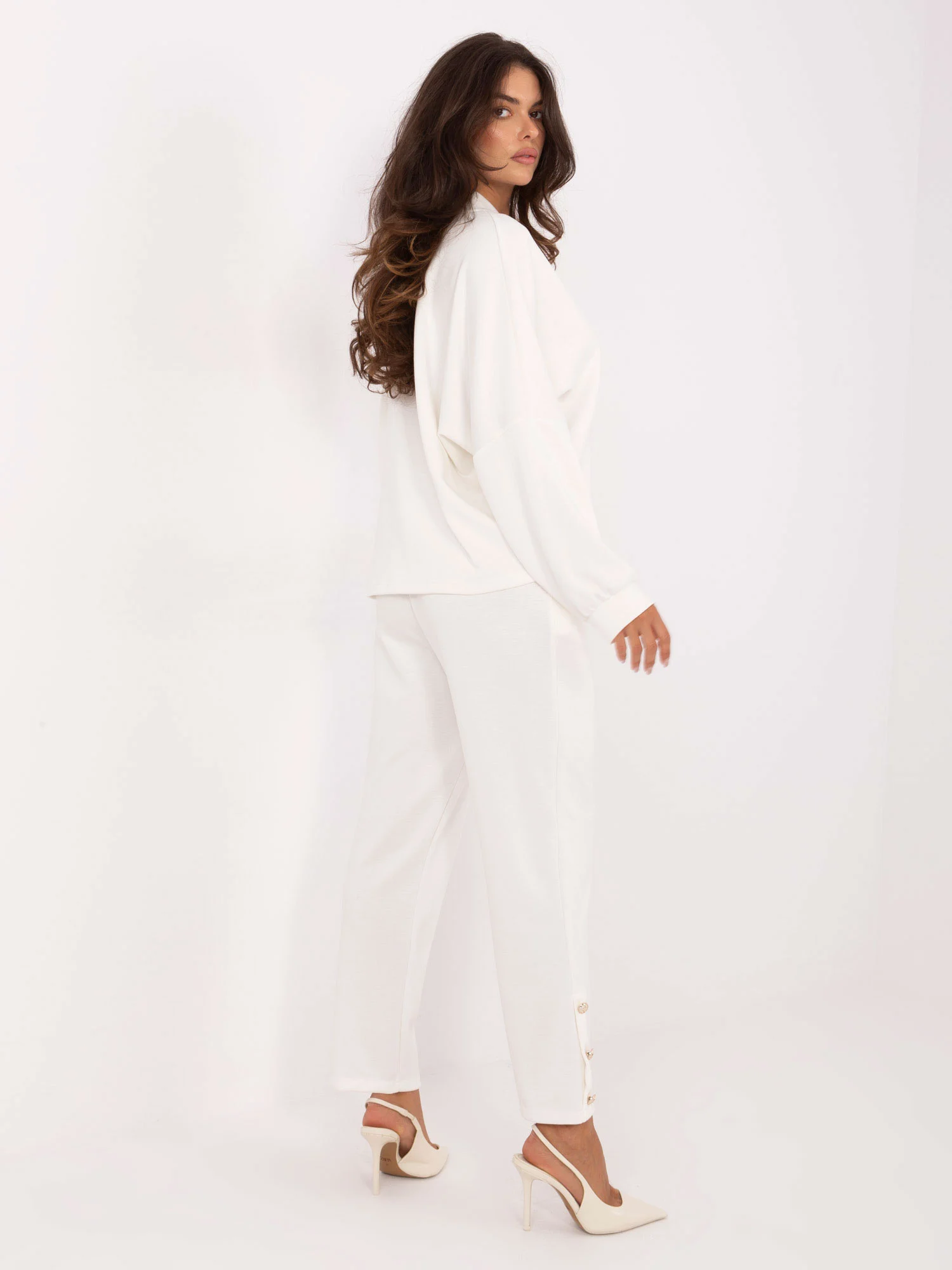 Compleu Dama Maneca lunga, Dreapta, RUE PARIS, Ecru Casual - imagine 4