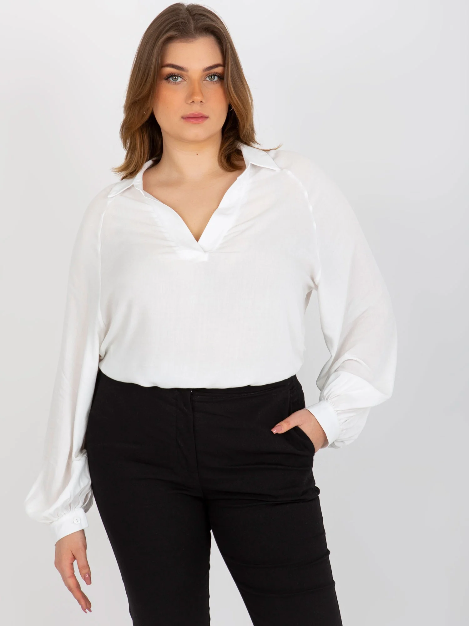 Camasa Dama Maneca lunga, Elegant, LAKERTA, Ecru Eleganta Office - imagine 5