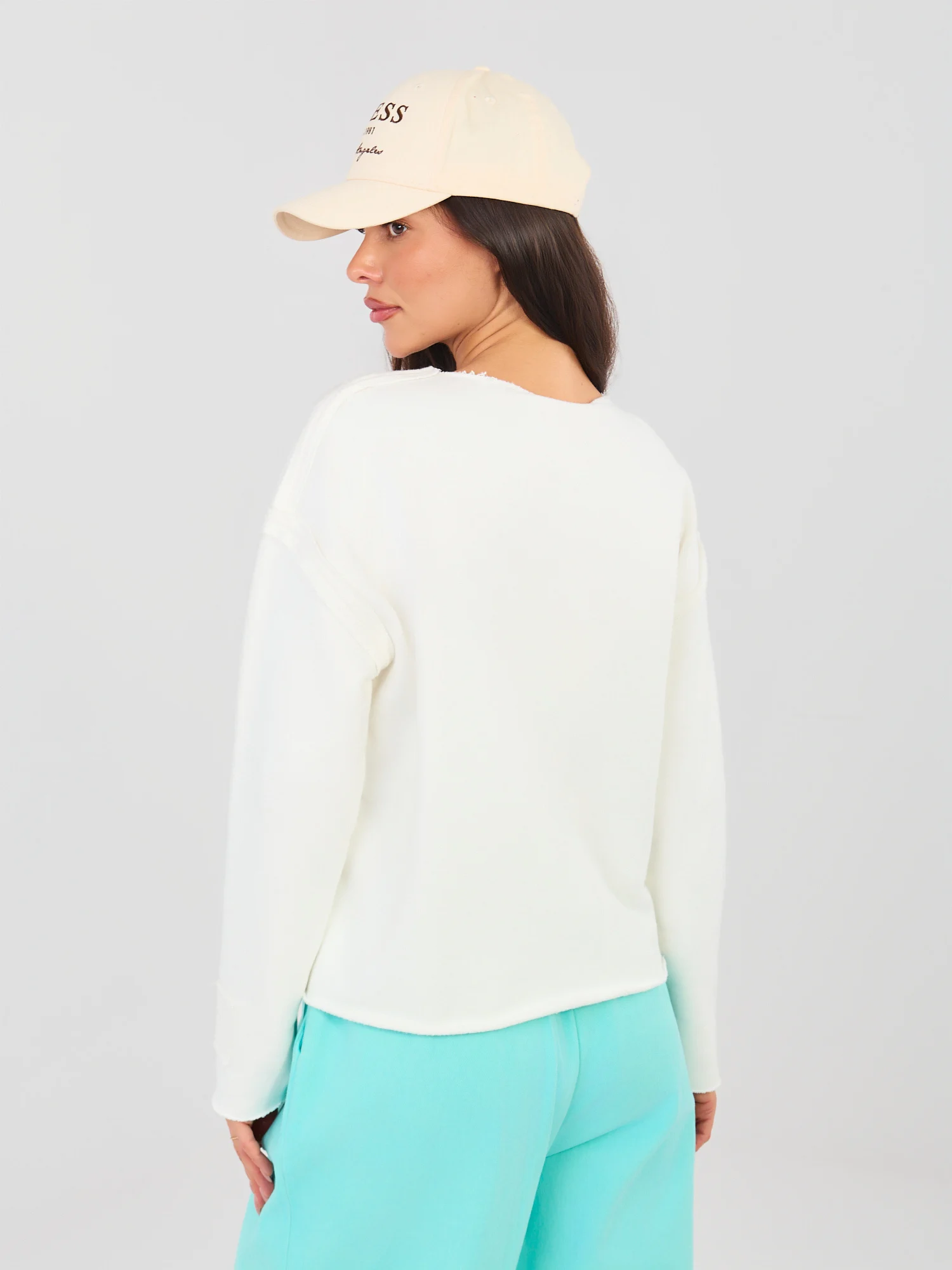 Hanorac Dama Mini, Decolteu rotund, NATURAL SIDE, Ecru Casual - imagine 4