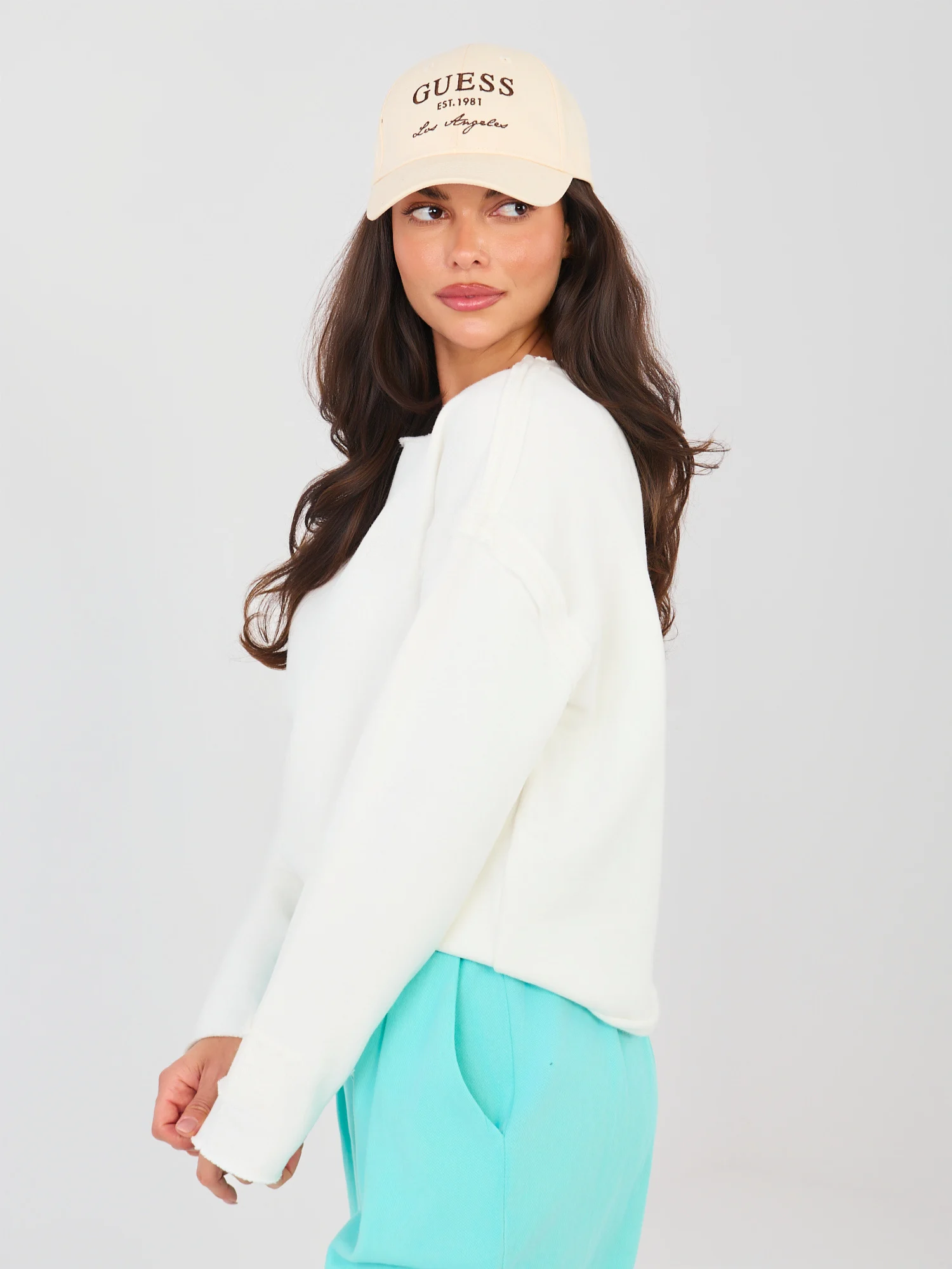 Hanorac Dama Mini, Decolteu rotund, NATURAL SIDE, Ecru Casual - imagine 3