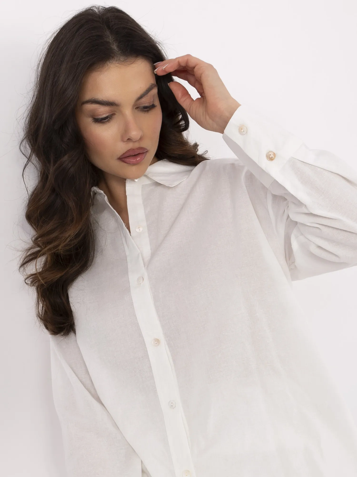 Compleu Dama Maneca lunga, Larga, Vinceotto, Ecru Casual - imagine 3