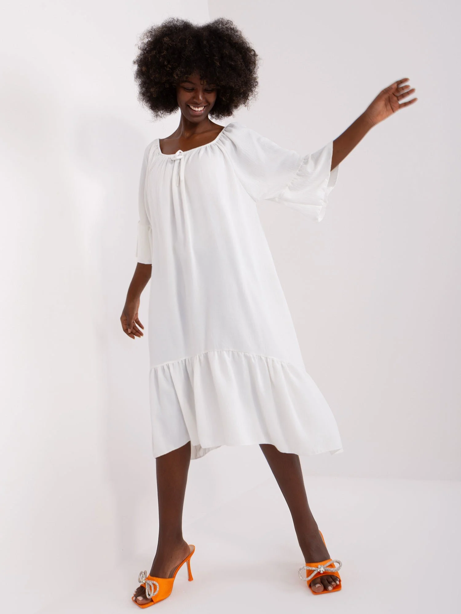 Rochie Dama Maneca 3/4, Oversize, ITALY MODA, Ecru - Image 4