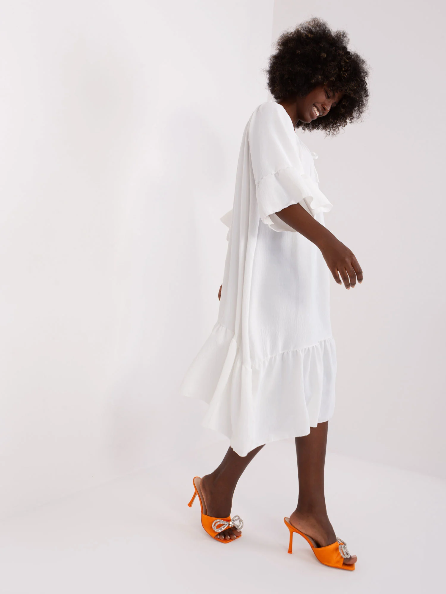 Rochie Dama Maneca 3/4, Oversize, ITALY MODA, Ecru - Image 3