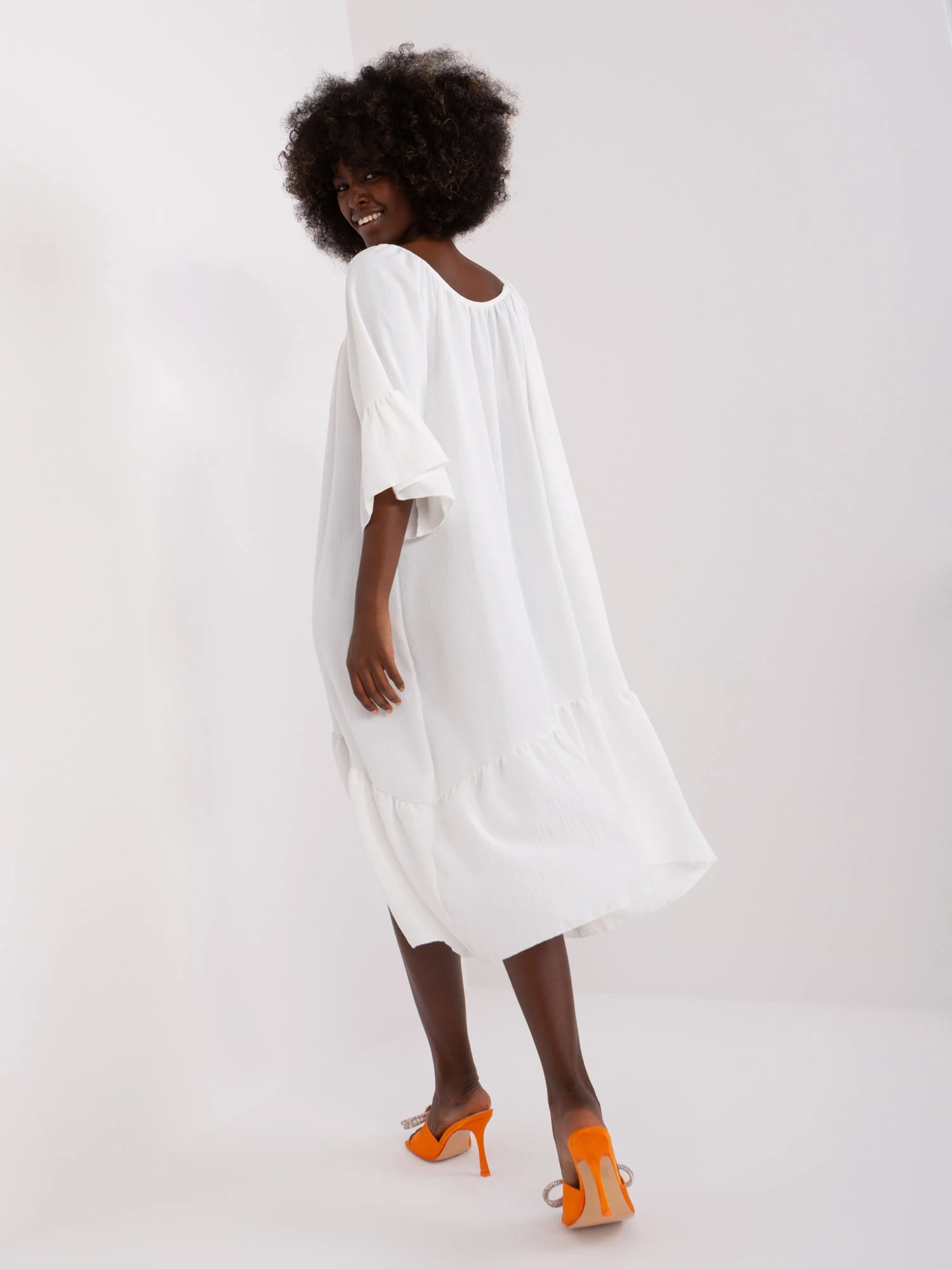 Rochie Dama Maneca 3/4, Oversize, ITALY MODA, Ecru - Image 5