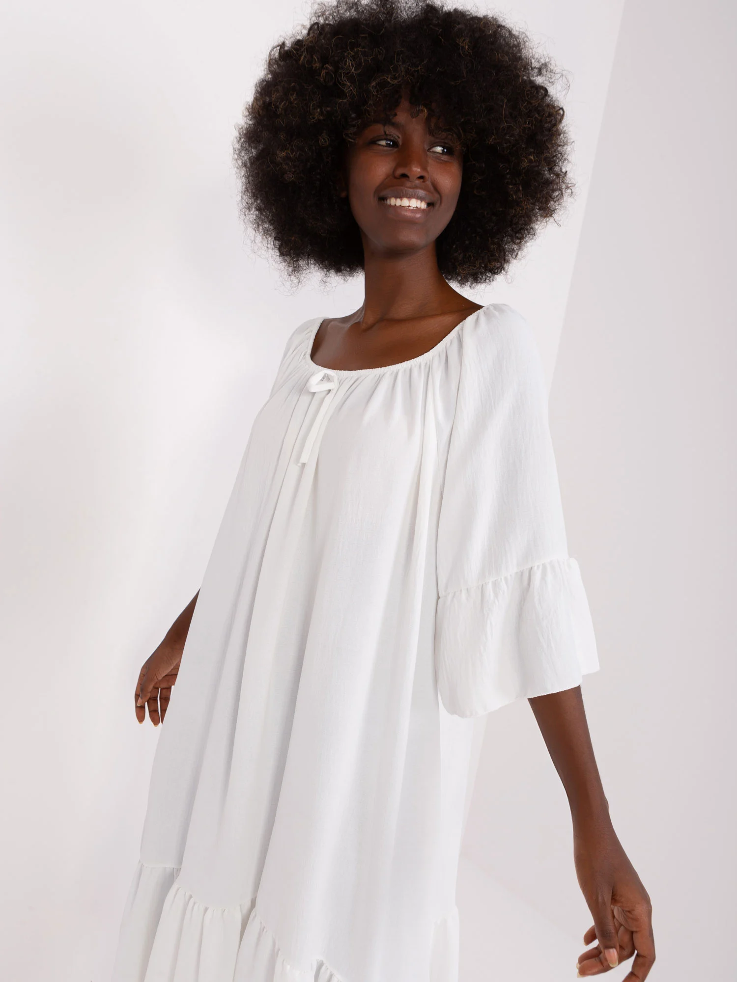 Rochie Dama Maneca 3/4, Oversize, ITALY MODA, Ecru - Image 6