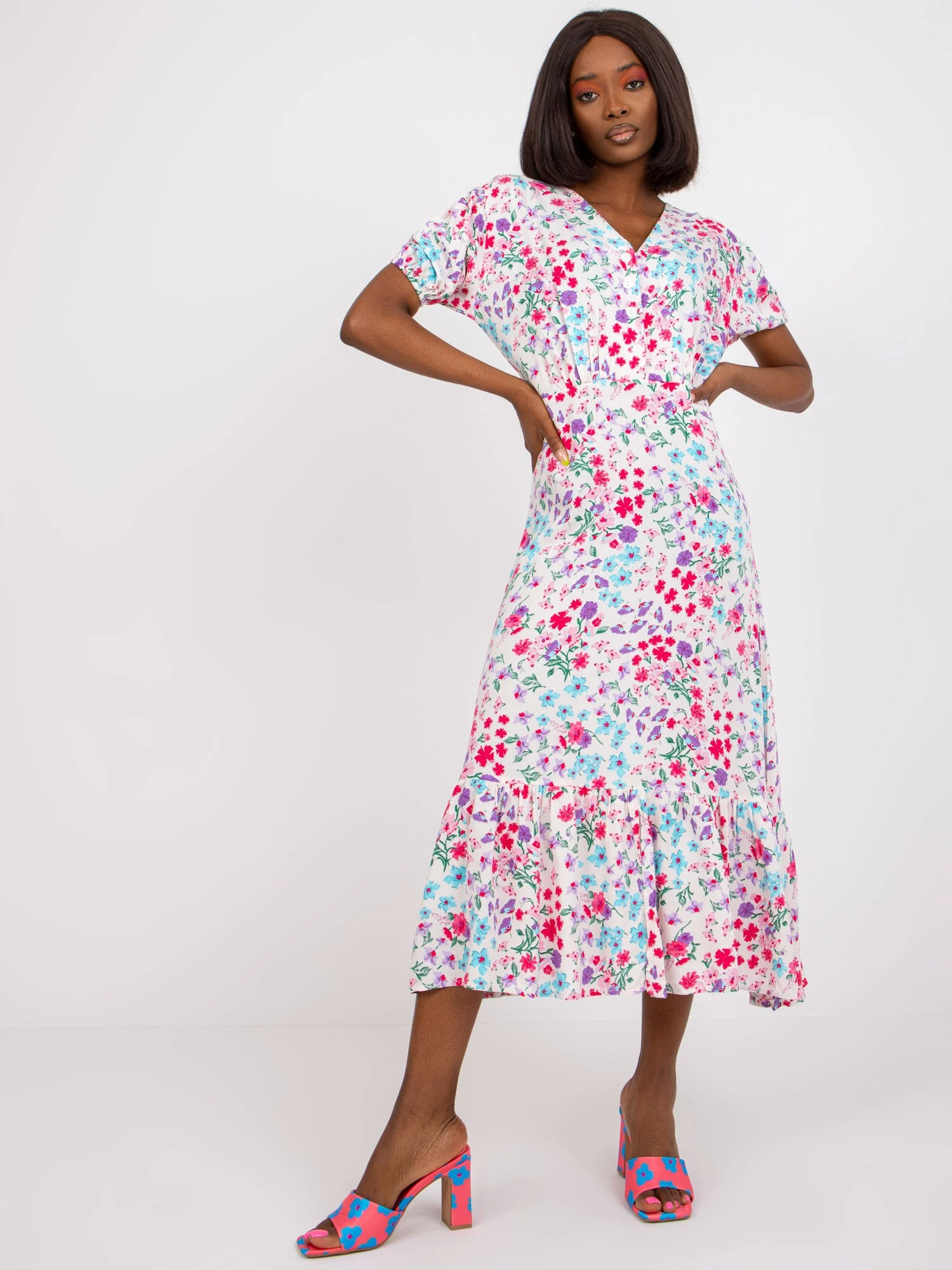 Rochie Dama Midi, Floral, RUE PARIS, Ecru de Vara - Image 4