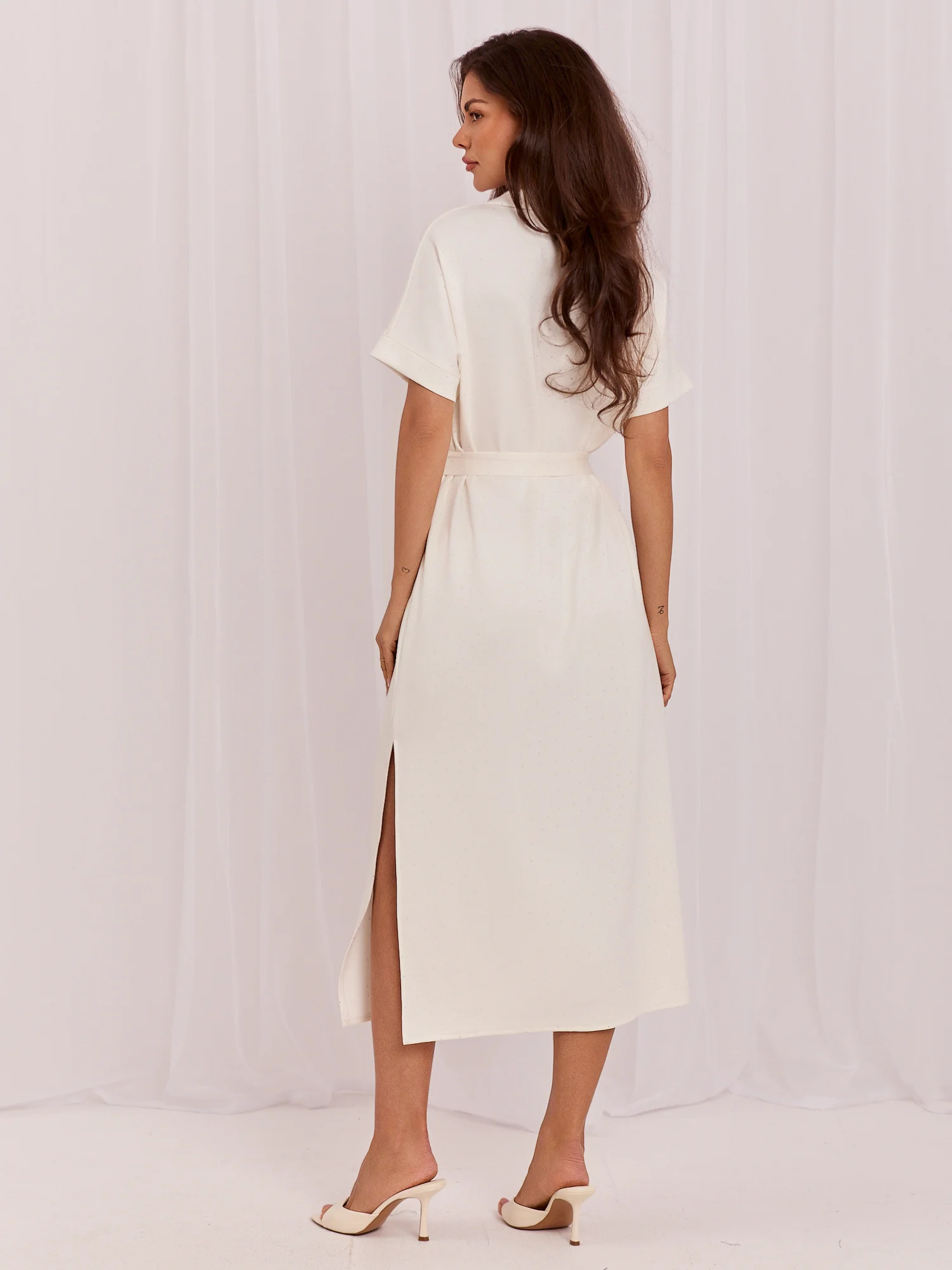 Rochie Dama Midi, Rochie dreapta, LAKERTA, Ecru Eleganta Office - imagine 6