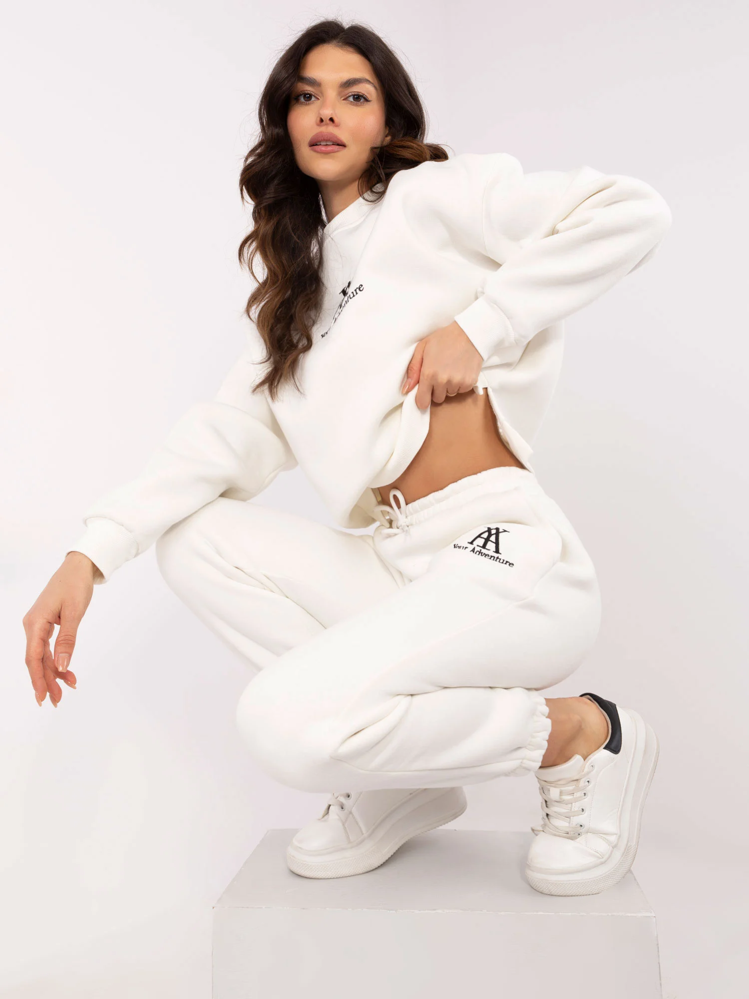 Compleu Dama Maneca lunga, Mansete elastice, My Red Lips, Ecru Casual - imagine 4