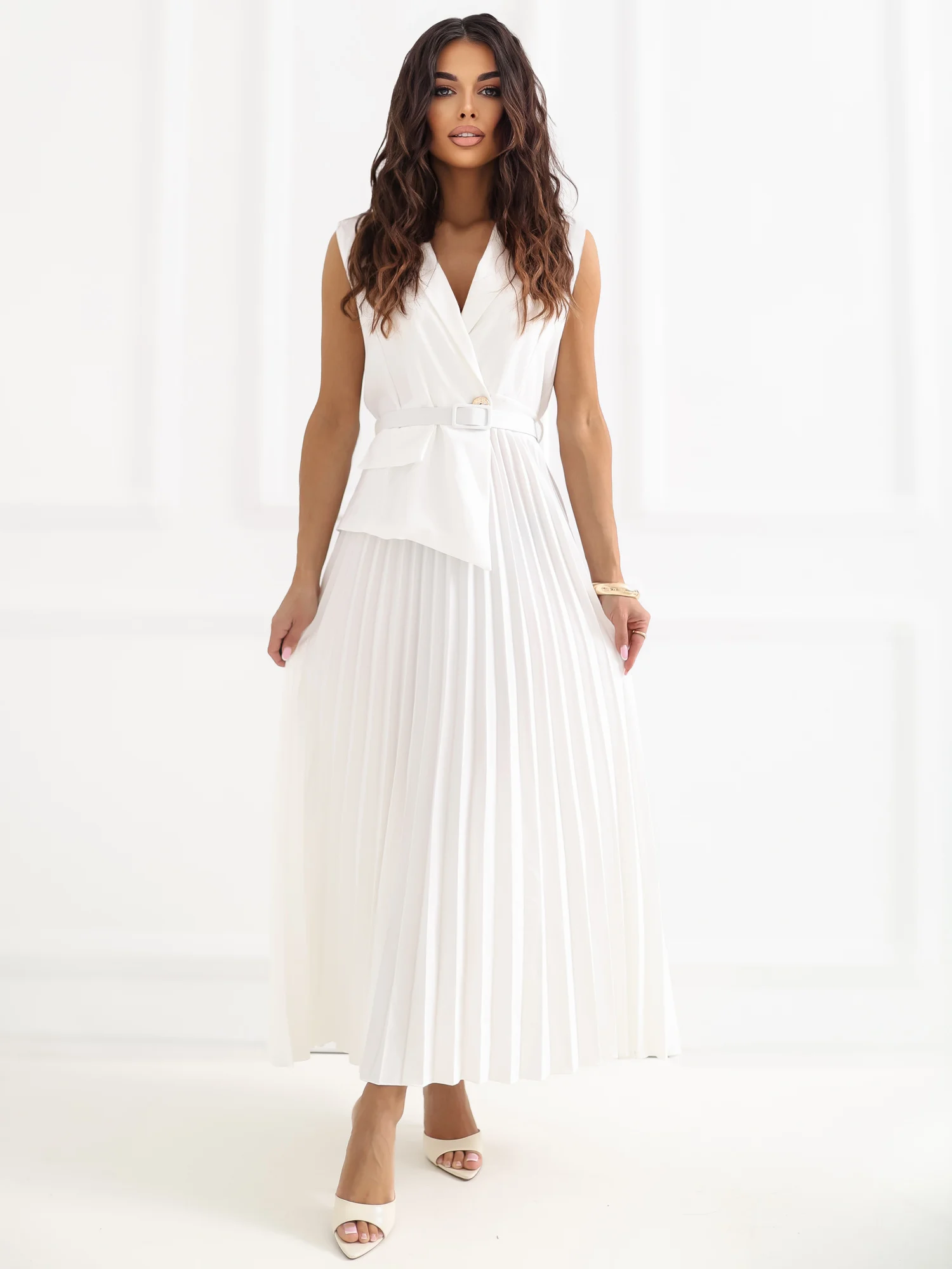 Rochie Dama Midi, Lejera, RUE PARIS, Ecru de Petrecere - imagine 4