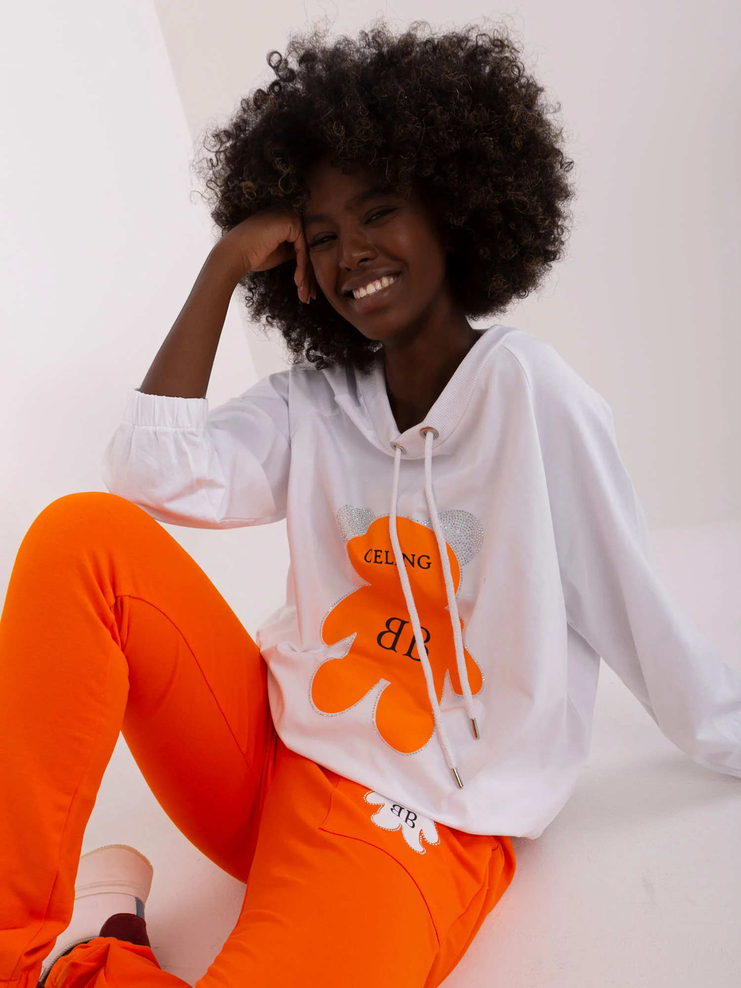 Compleu Dama Maneca lunga, Mansete elastice, RELEVANCE, Portocaliu Casual - imagine 3