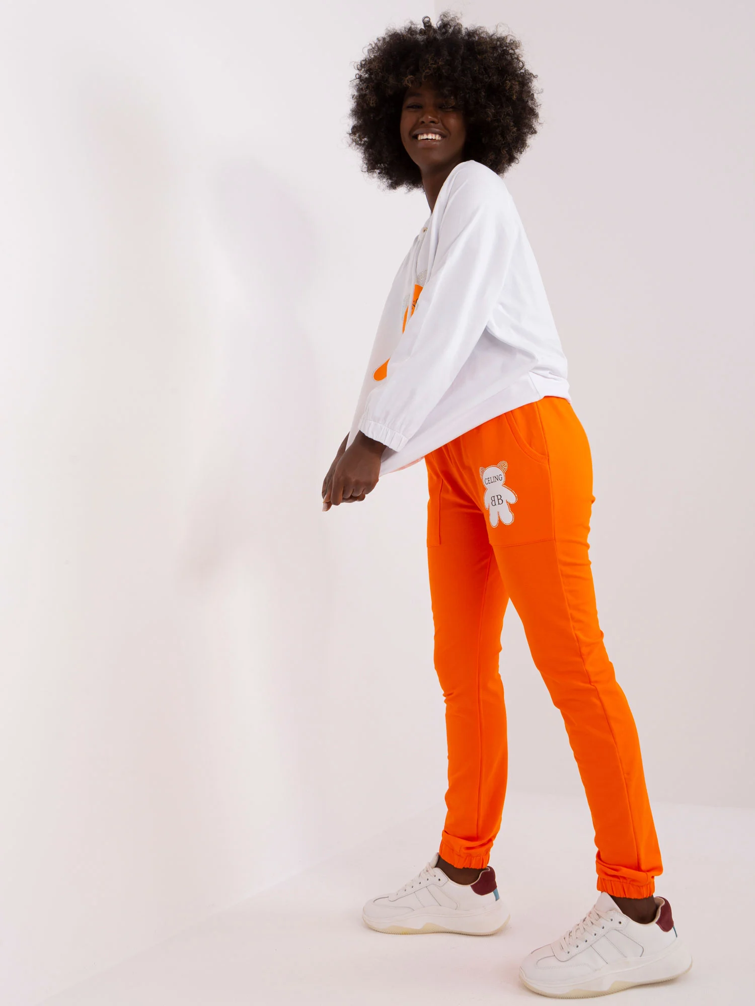 Compleu Dama Maneca lunga, Mansete elastice, RELEVANCE, Portocaliu Casual - imagine 4