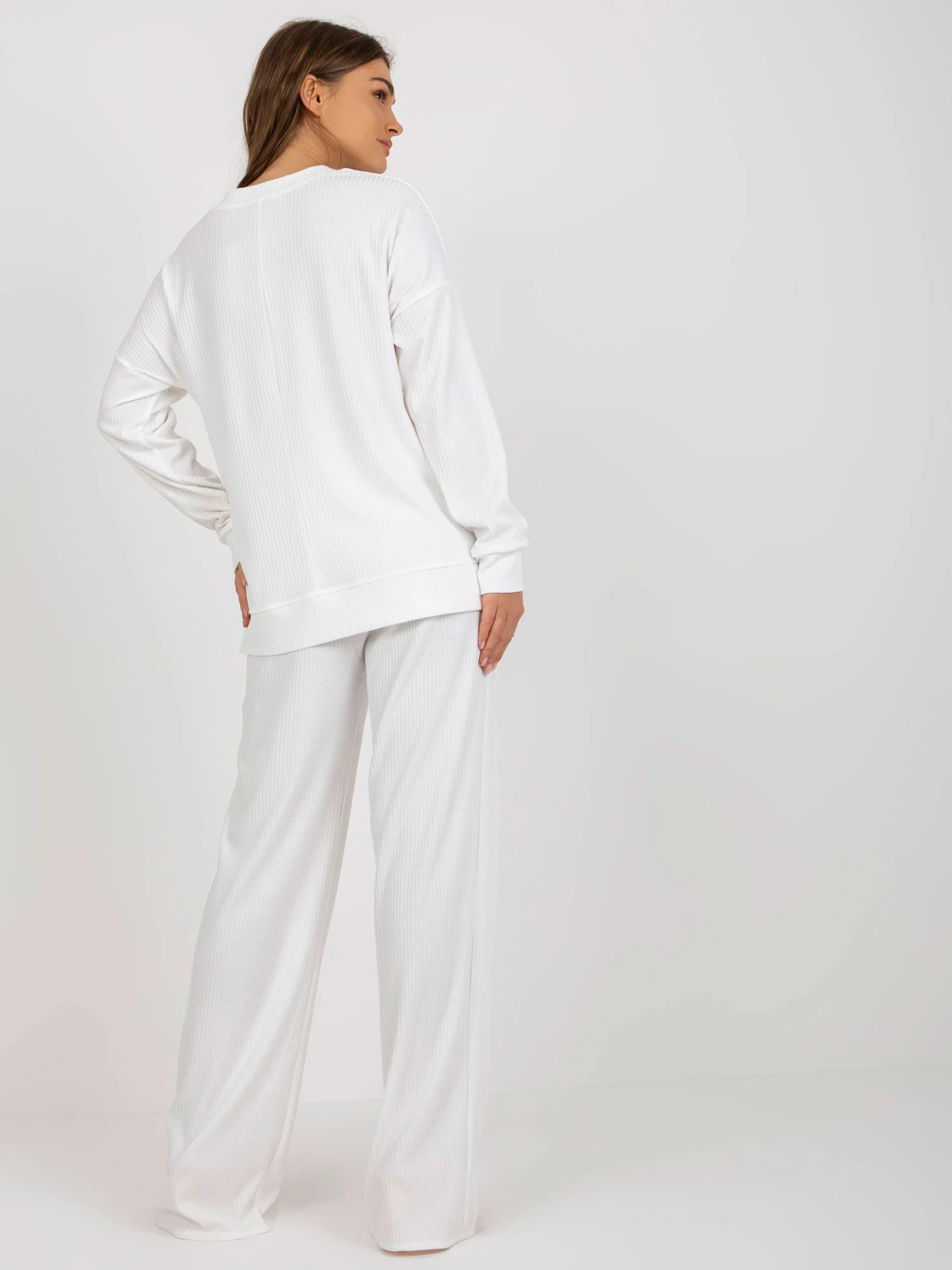 Compleu Dama Maneca lunga, Dungi, LAKERTA, Ecru Casual - Image 6
