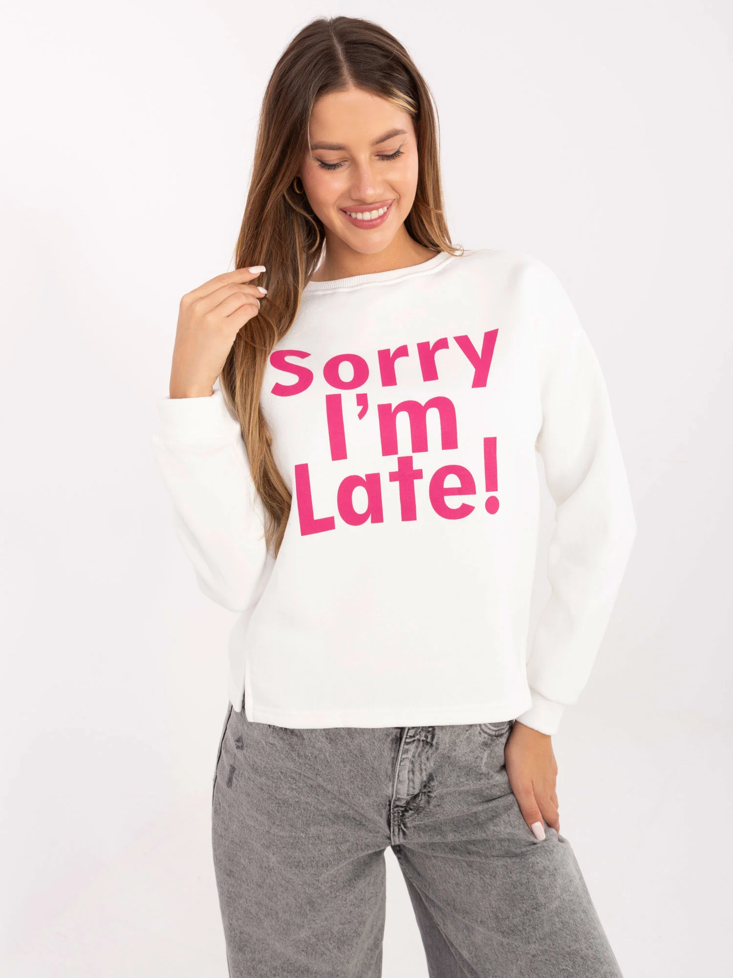 Hanorac Dama Maneca lunga, Decolteu rotund, ex moda, Roz Casual - imagine 2