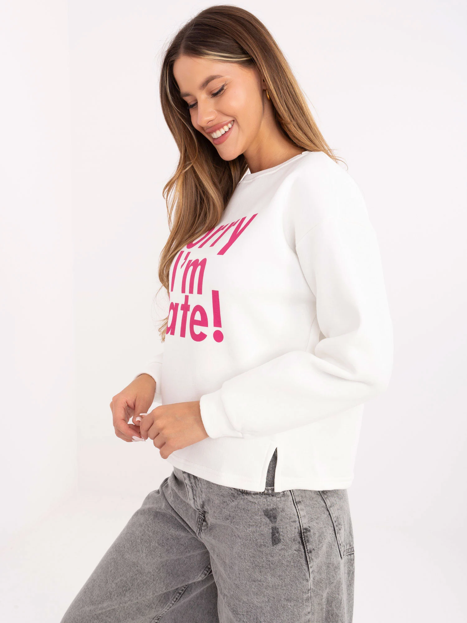 Hanorac Dama Maneca lunga, Decolteu rotund, ex moda, Roz Casual - imagine 5