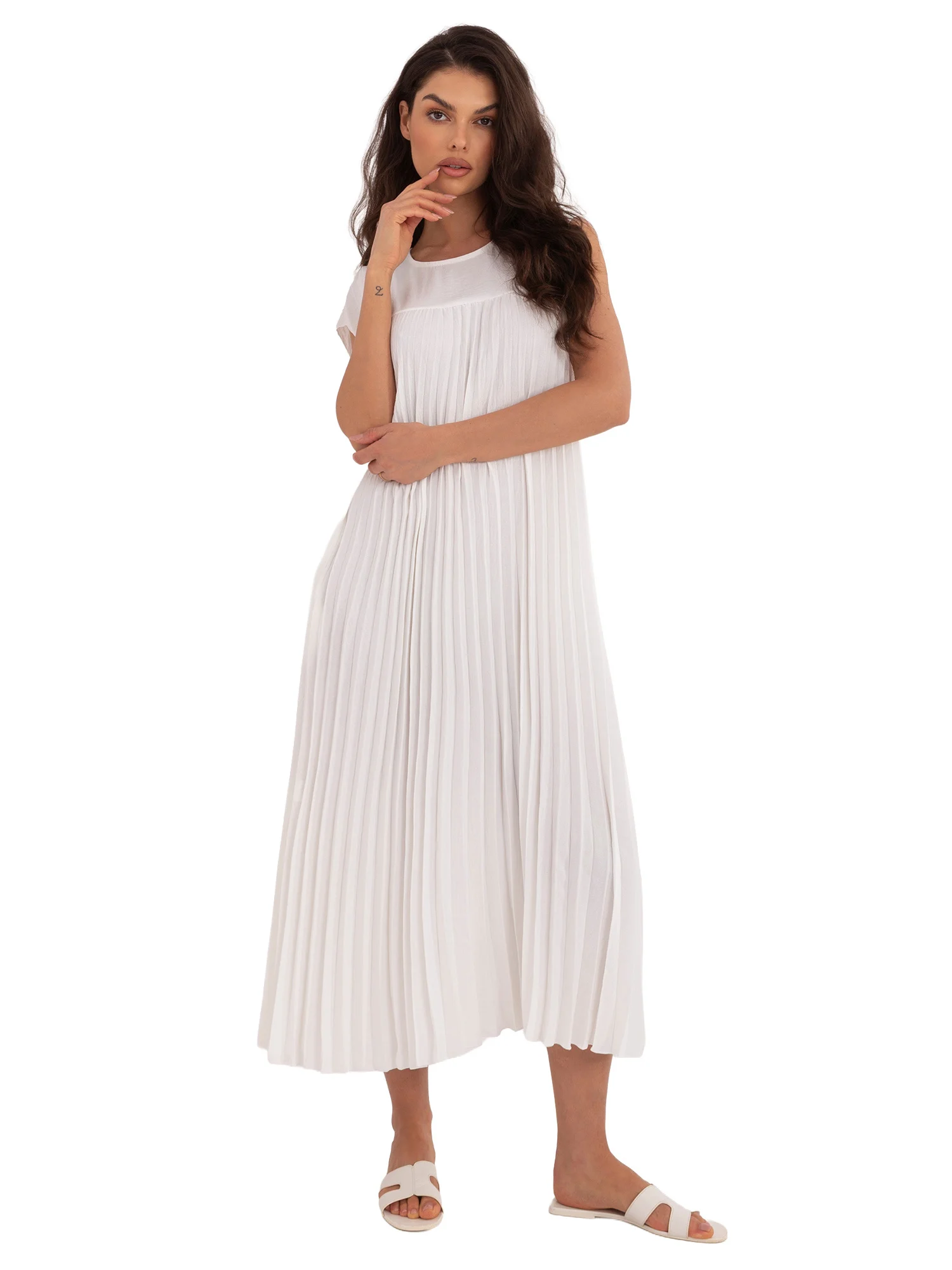 Rochie Dama Midi, Alta croiala, RUE PARIS, Ecru de Petrecere - Image 3
