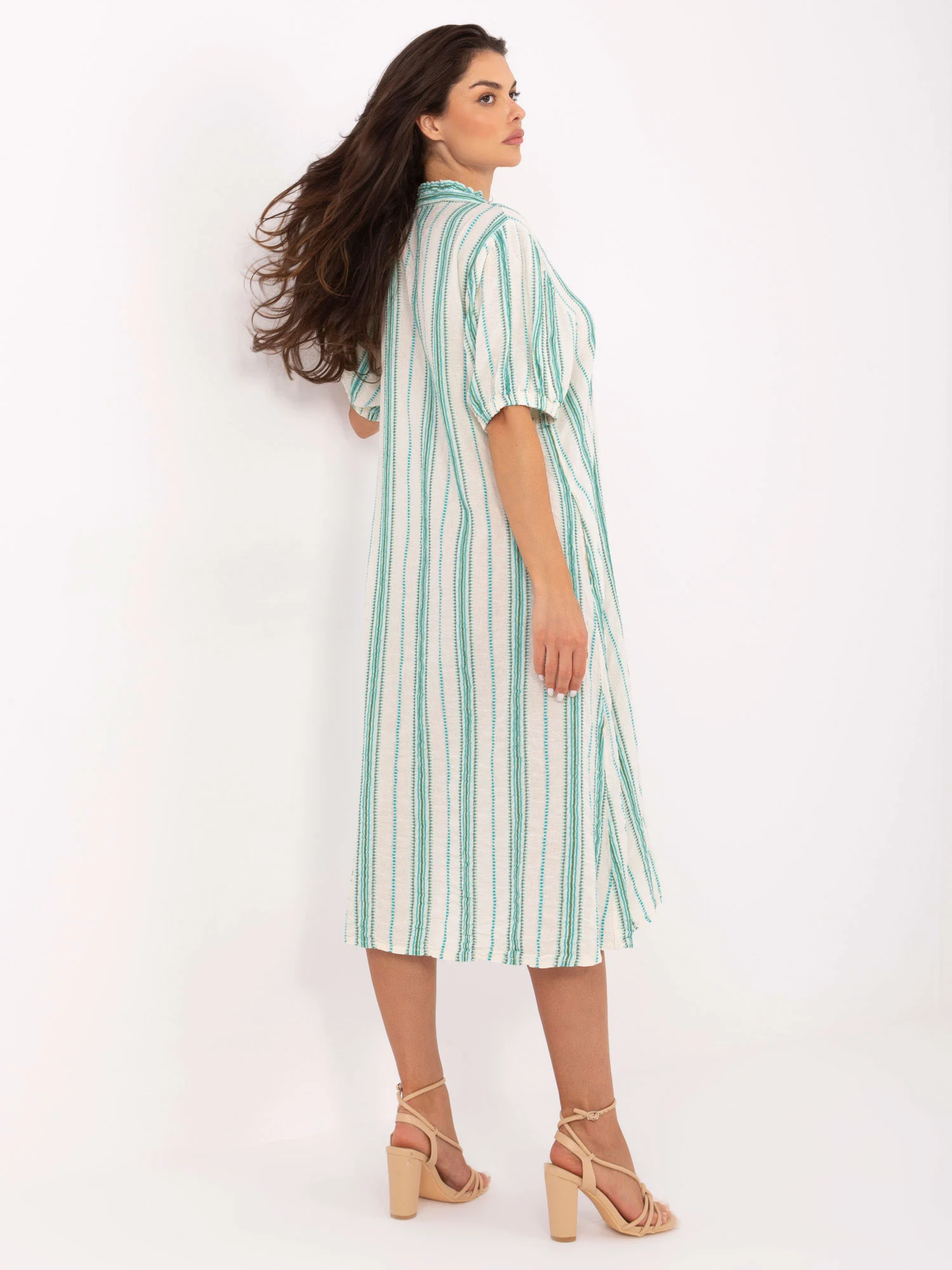 Rochie Dama Midi, Dungi, Och Bella, Verde de Vara - Image 5
