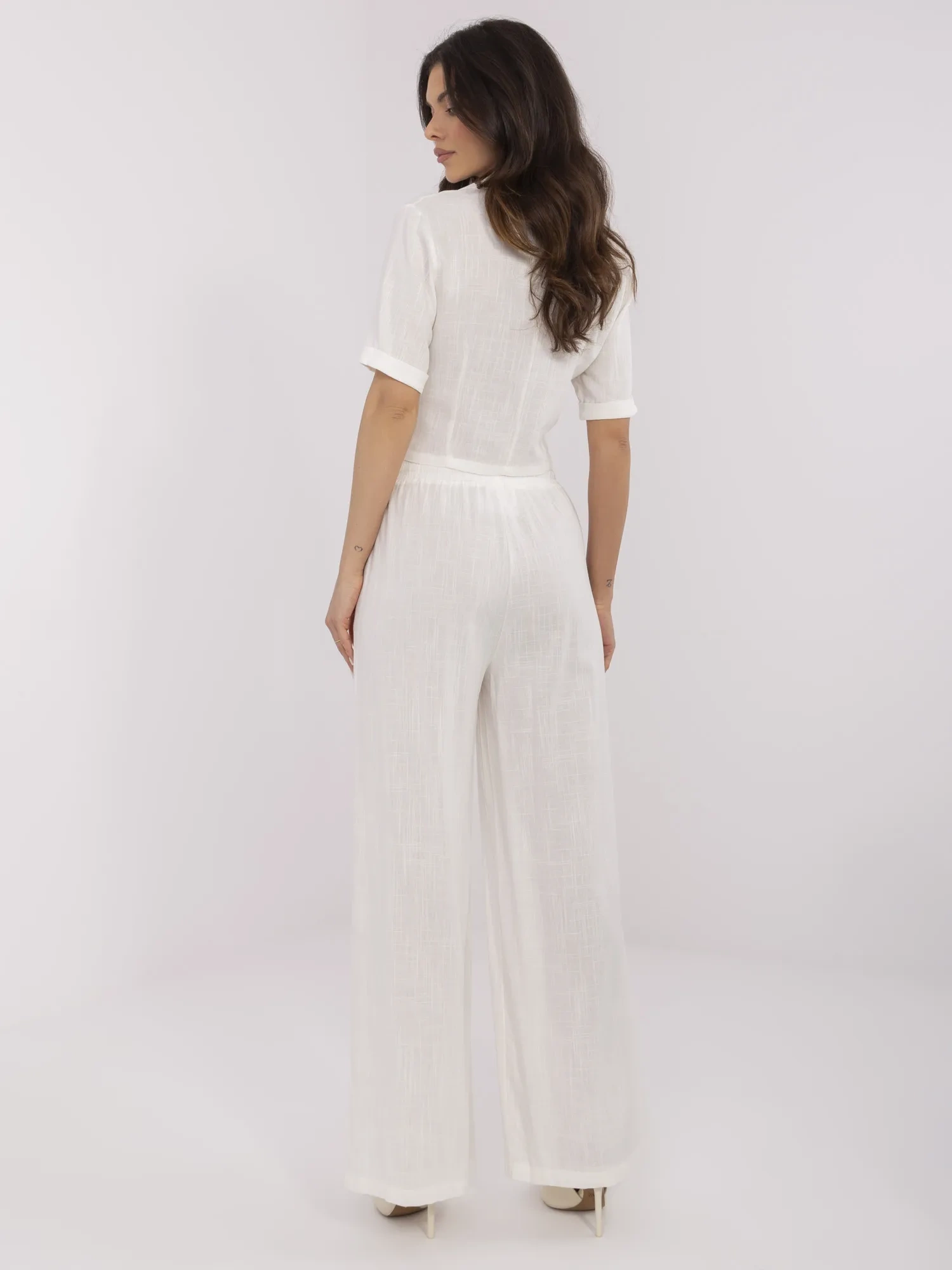 Pantaloni Dama Larga, Guler inalt, Jack Berry, Ecru Casual - imagine 5