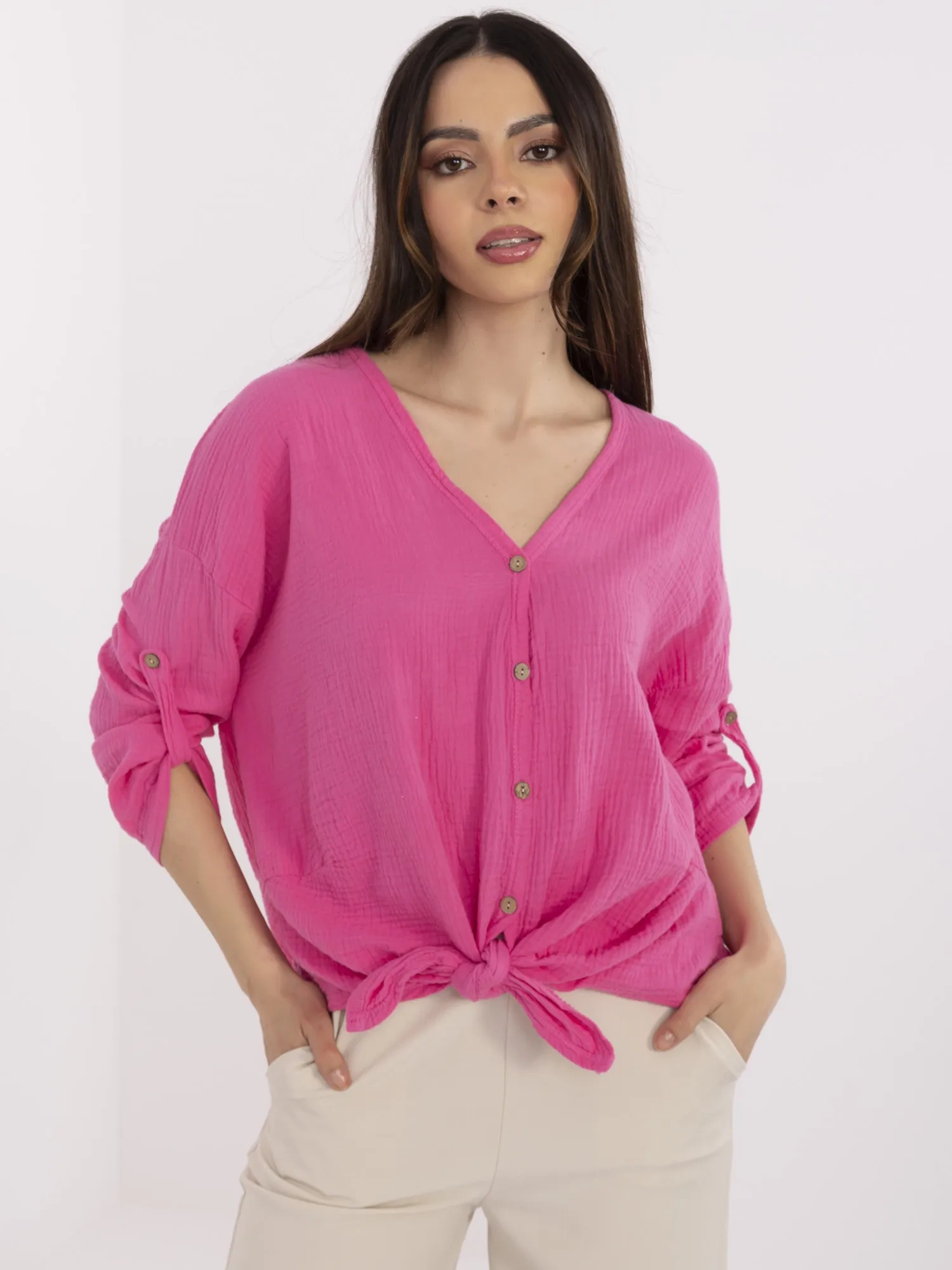 Camasa Dama Bumbac, ITALY MODA, Roz - imagine 5