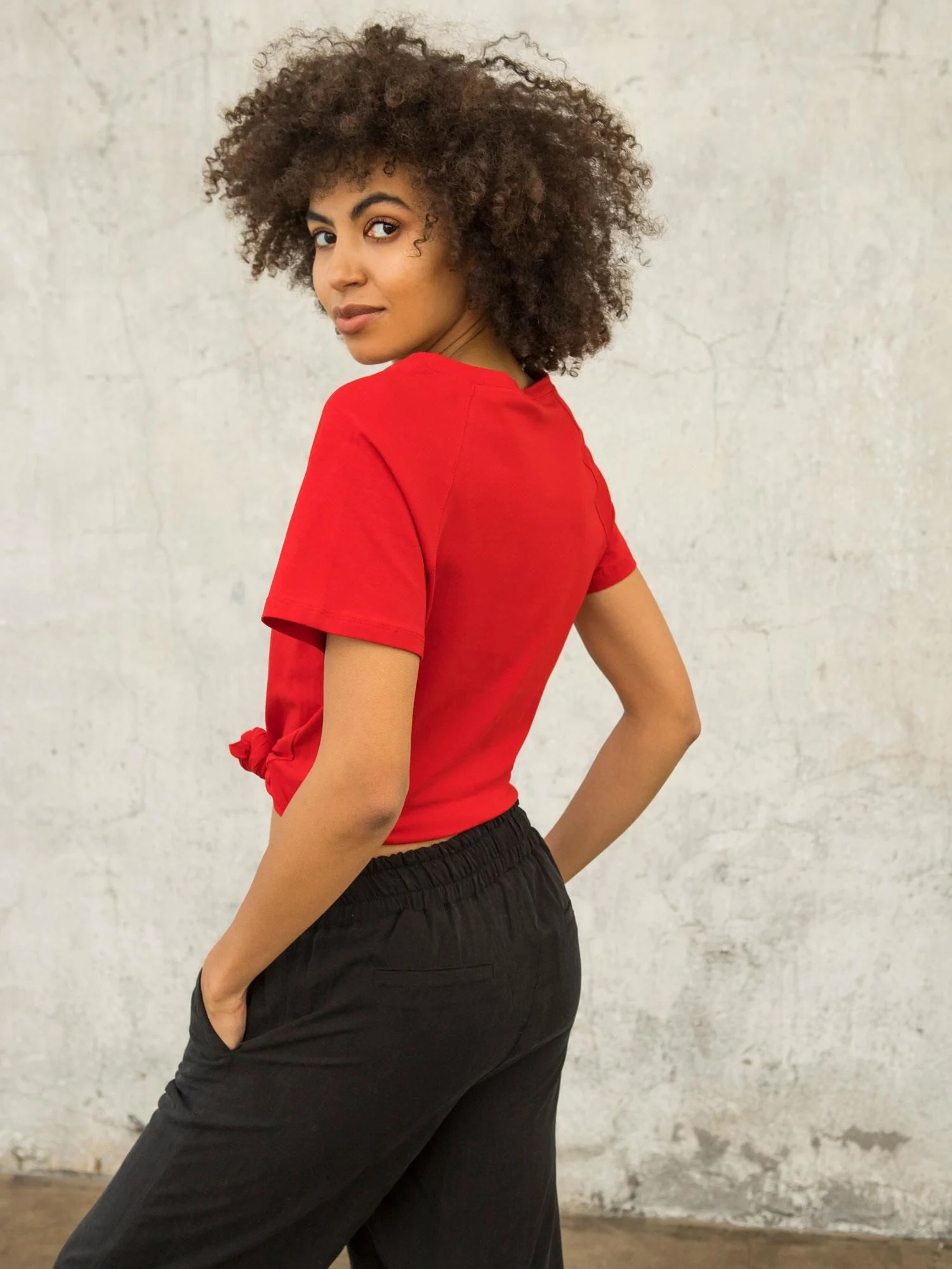 Tricou Dama Mini, Decolteu in V, For Fitness, Rosu Casual - imagine 3