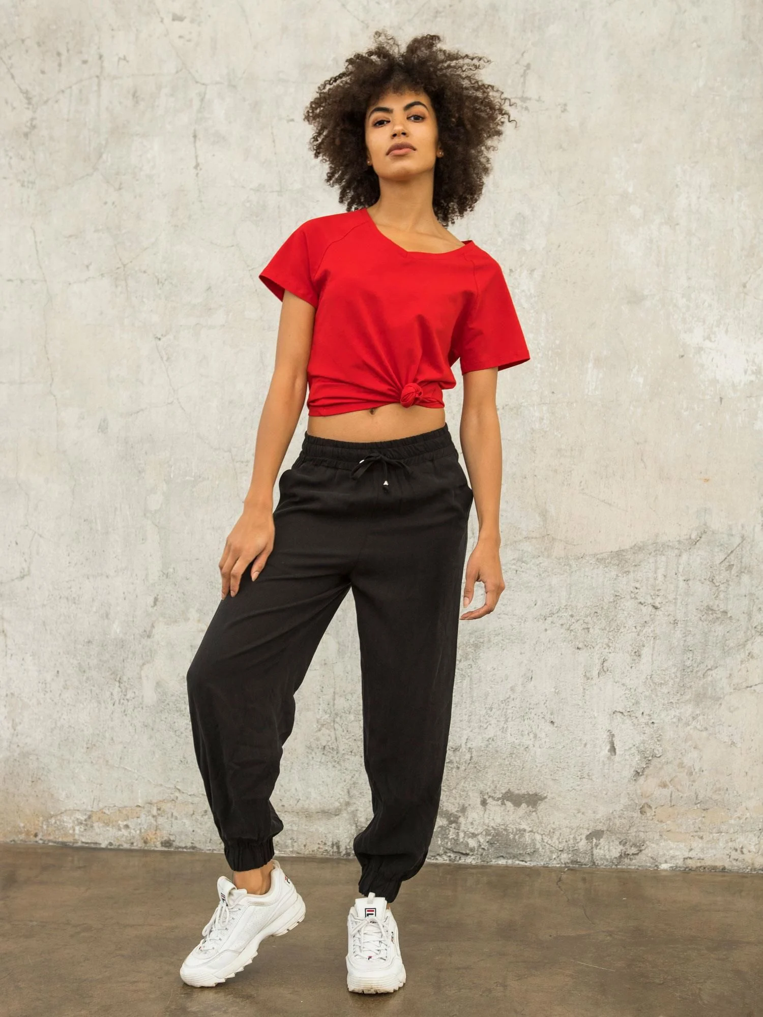 Tricou Dama Mini, Decolteu in V, For Fitness, Rosu Casual - imagine 4