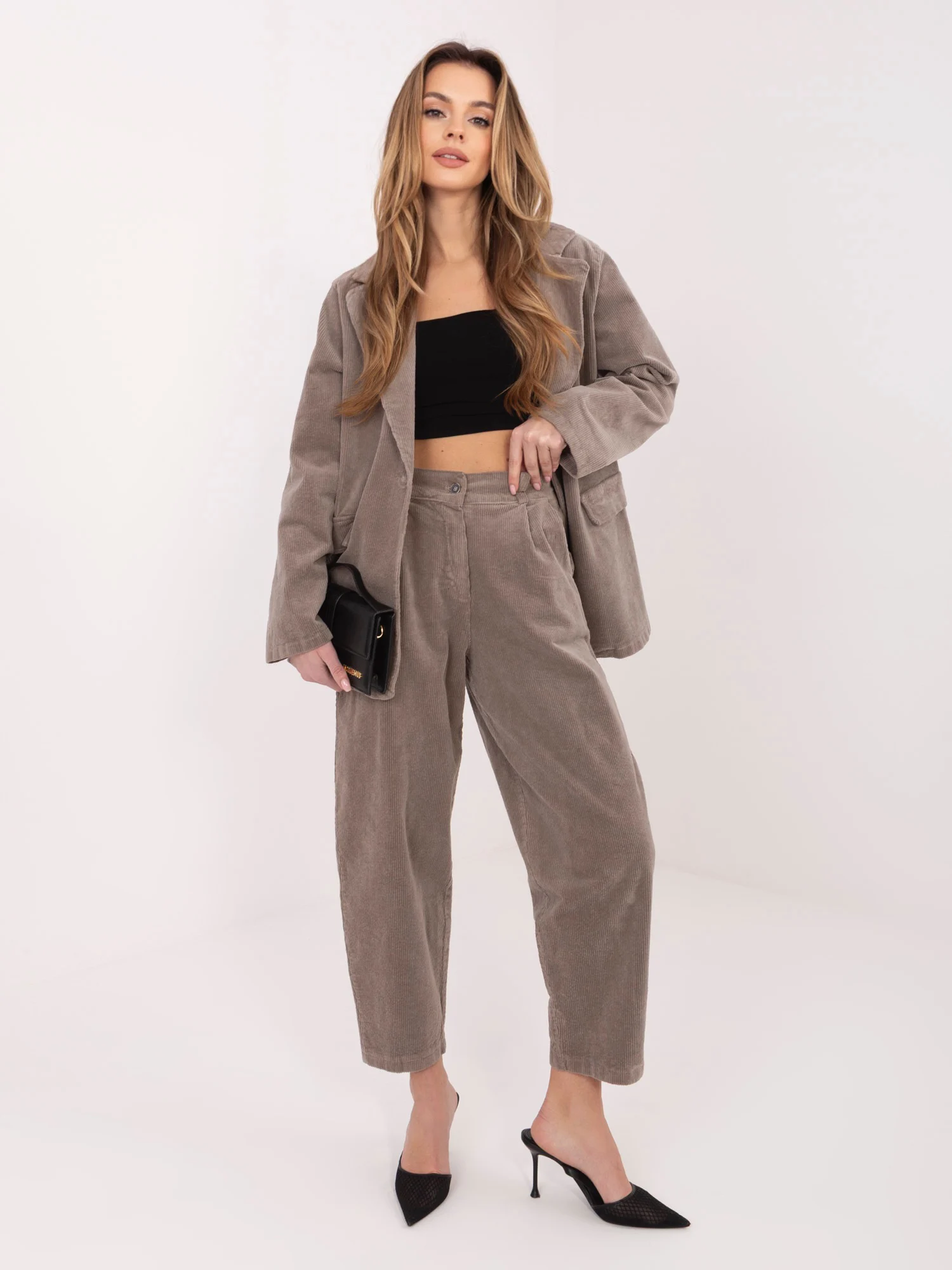 Pantaloni Dama Conica, Guler inalt, RUE PARIS, Bej Casual - imagine 6