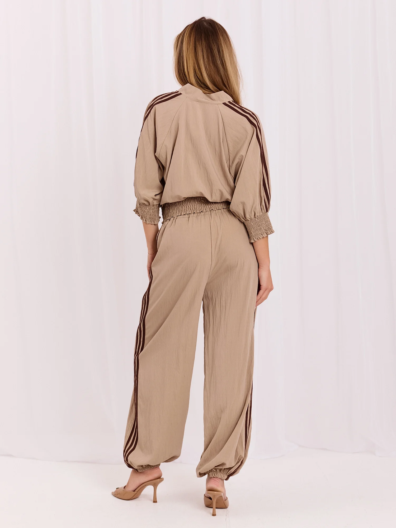 Compleu Dama Maneca 3/4, Sport, ITALY MODA, Bej Casual - imagine 4